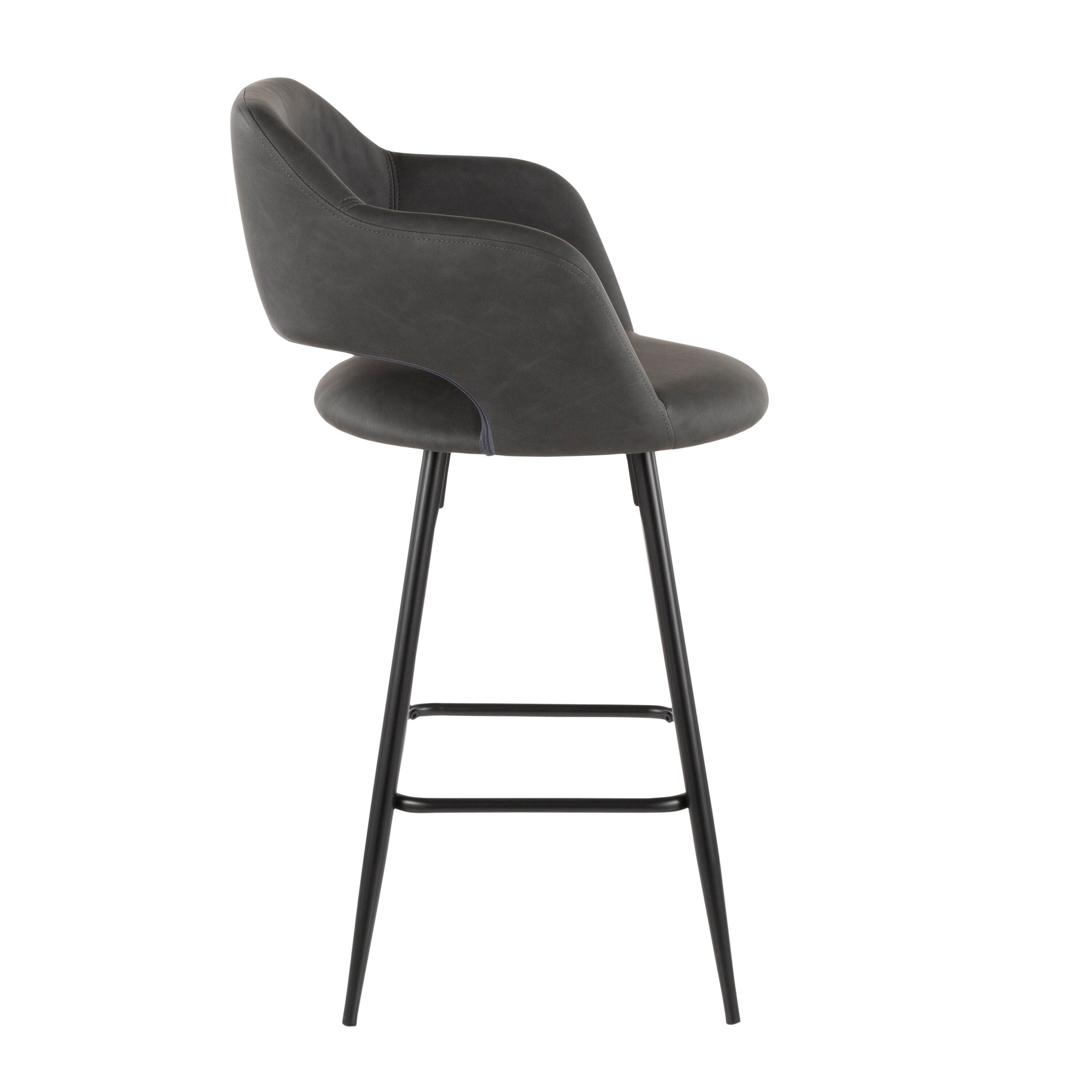 LumiSource Margarite Counter Stool - Set of 2, Black/Gray, large
