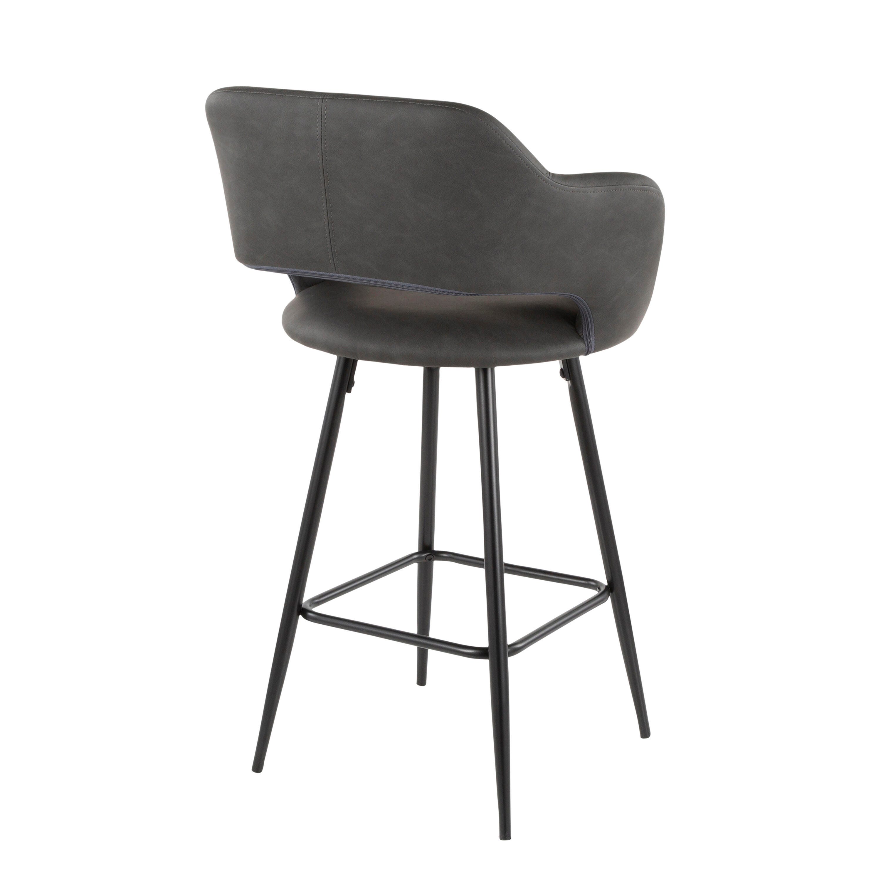 LumiSource Margarite Counter Stool - Set of 2, Black/Gray, large