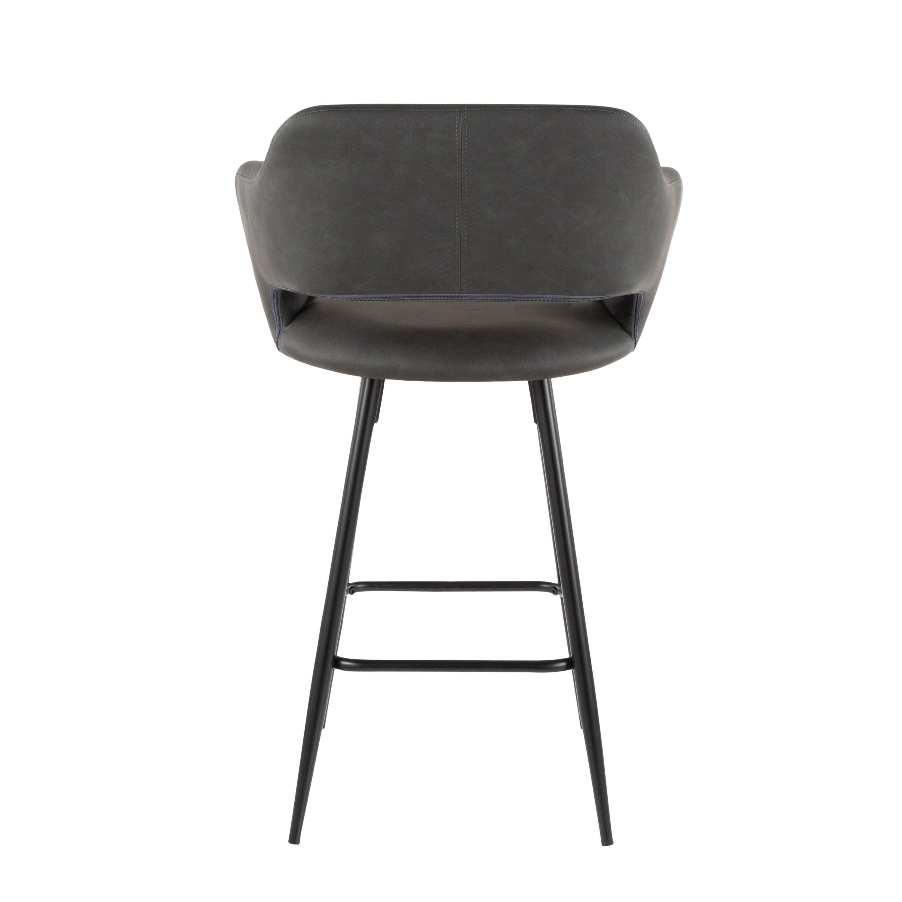 LumiSource Margarite Counter Stool - Set of 2, Black/Gray, large