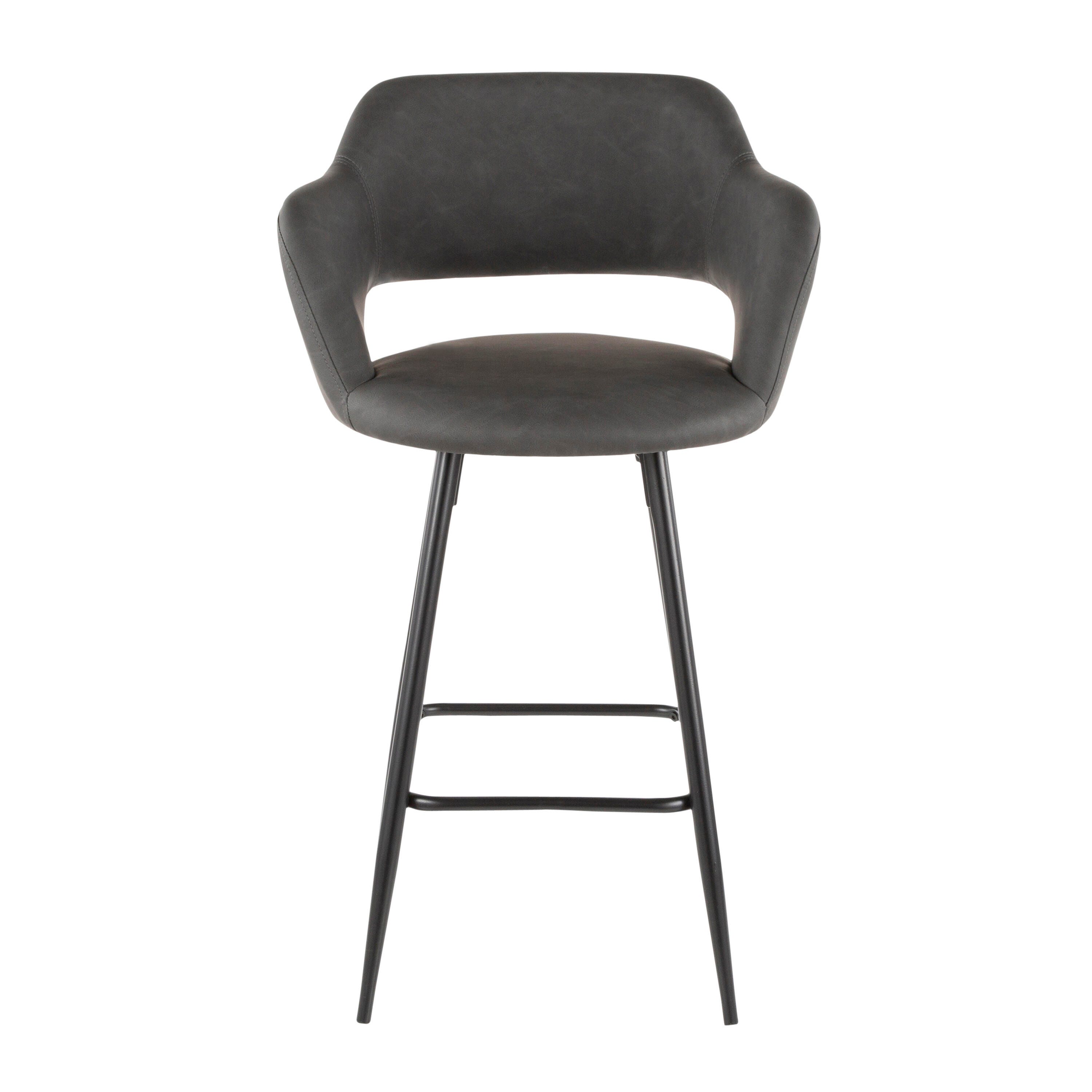 LumiSource Margarite Counter Stool - Set of 2, Black/Gray, large