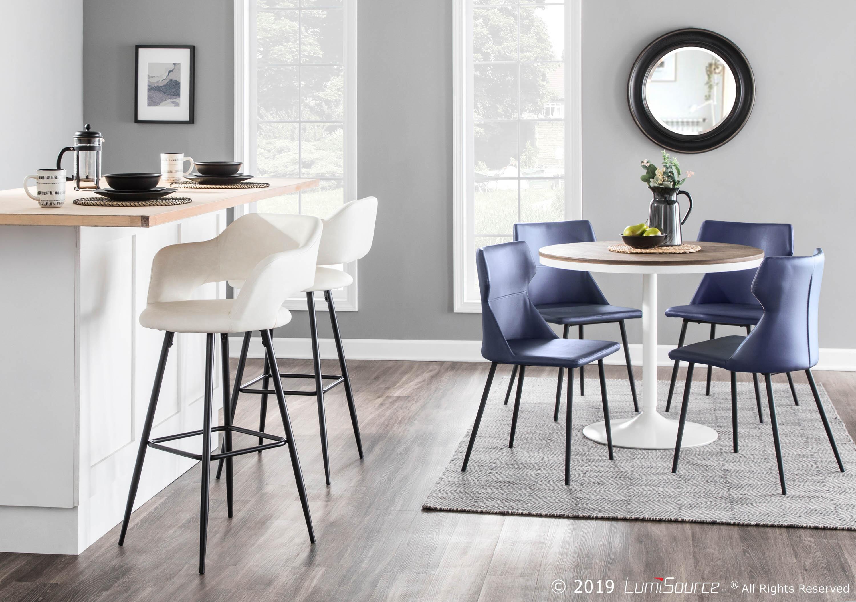 LumiSource Margarite Barstool - Set of 2, Black/Cream, large