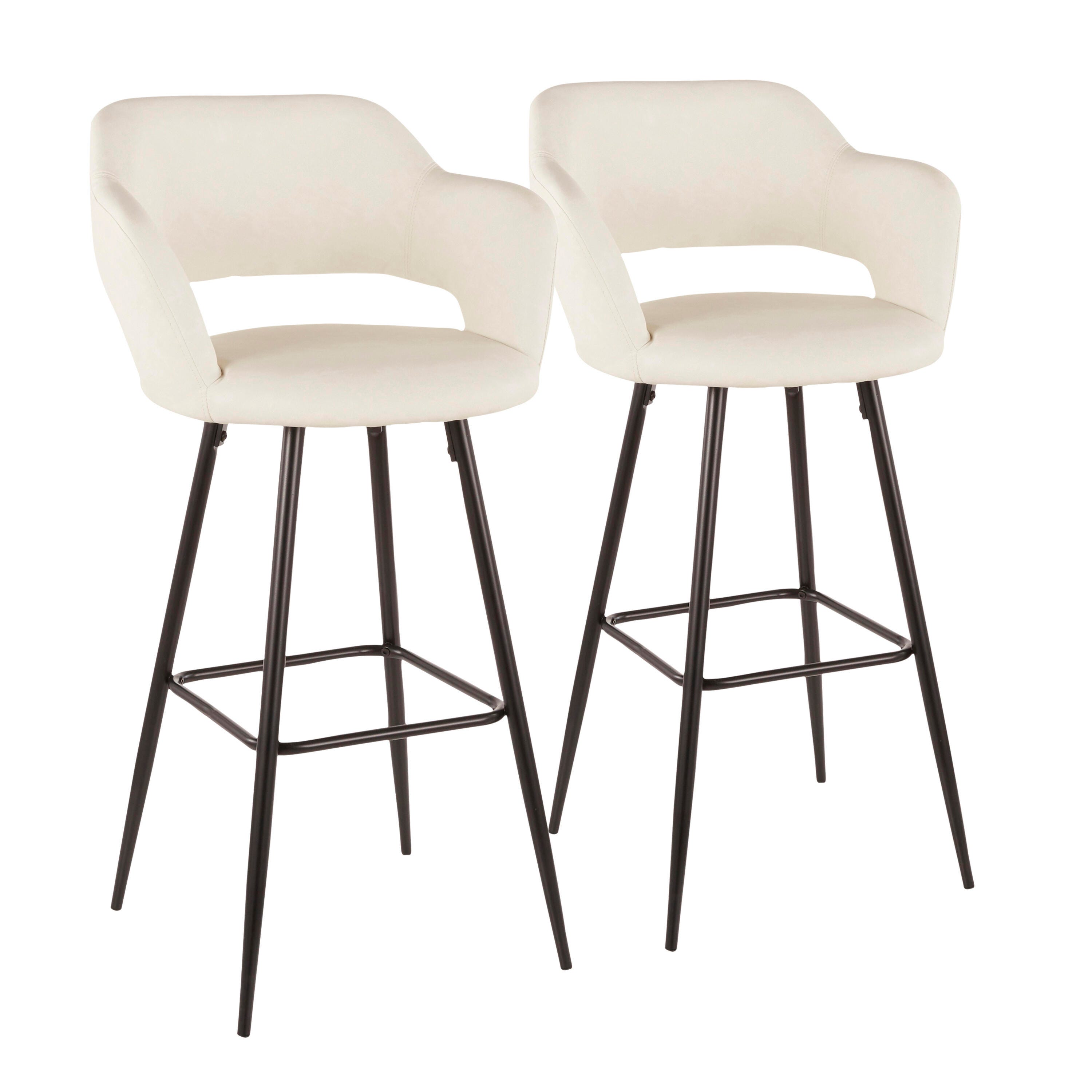 LumiSource Margarite Barstool - Set of 2, Black/Cream, large