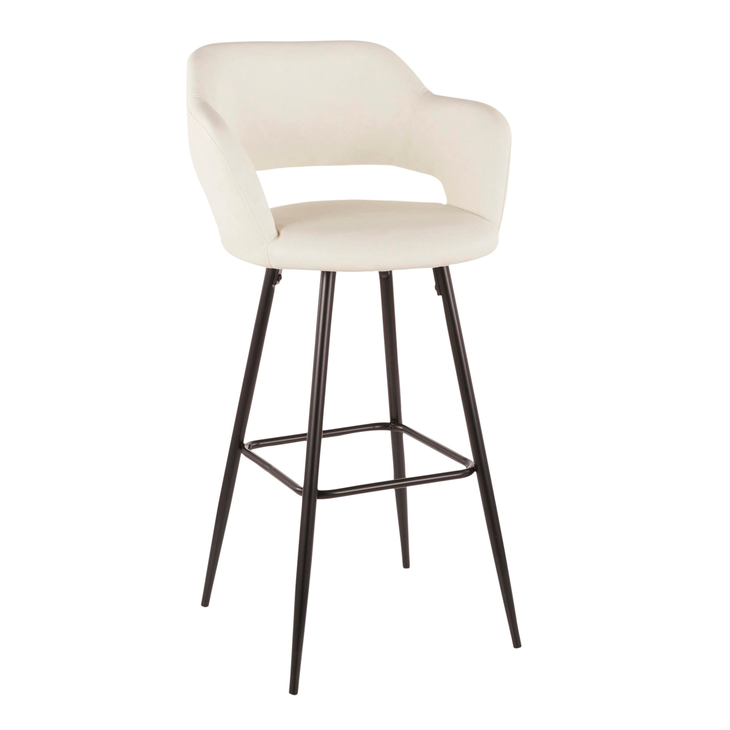 LumiSource Margarite Barstool - Set of 2, Black/Cream, large