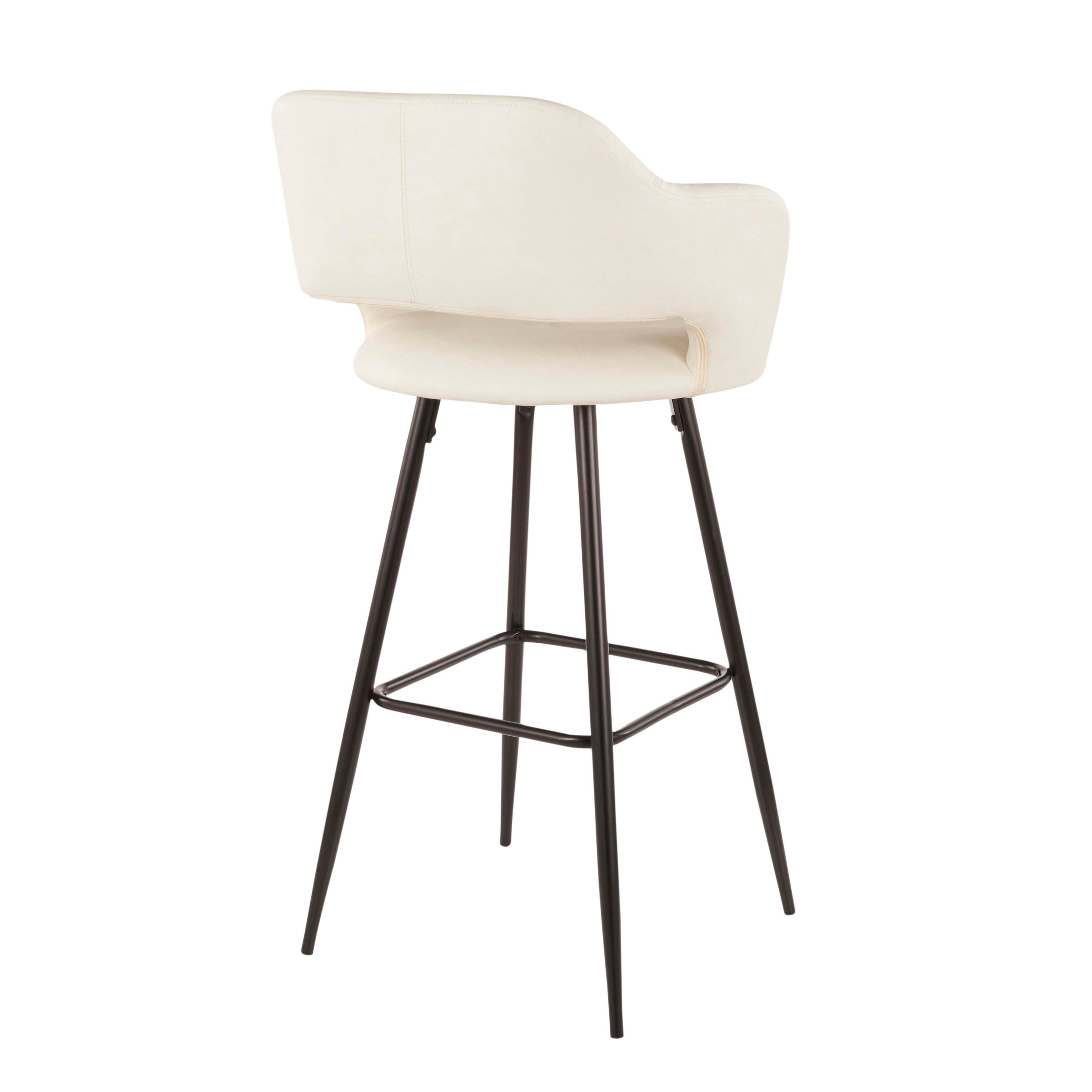 LumiSource Margarite Barstool - Set of 2, Black/Cream, large