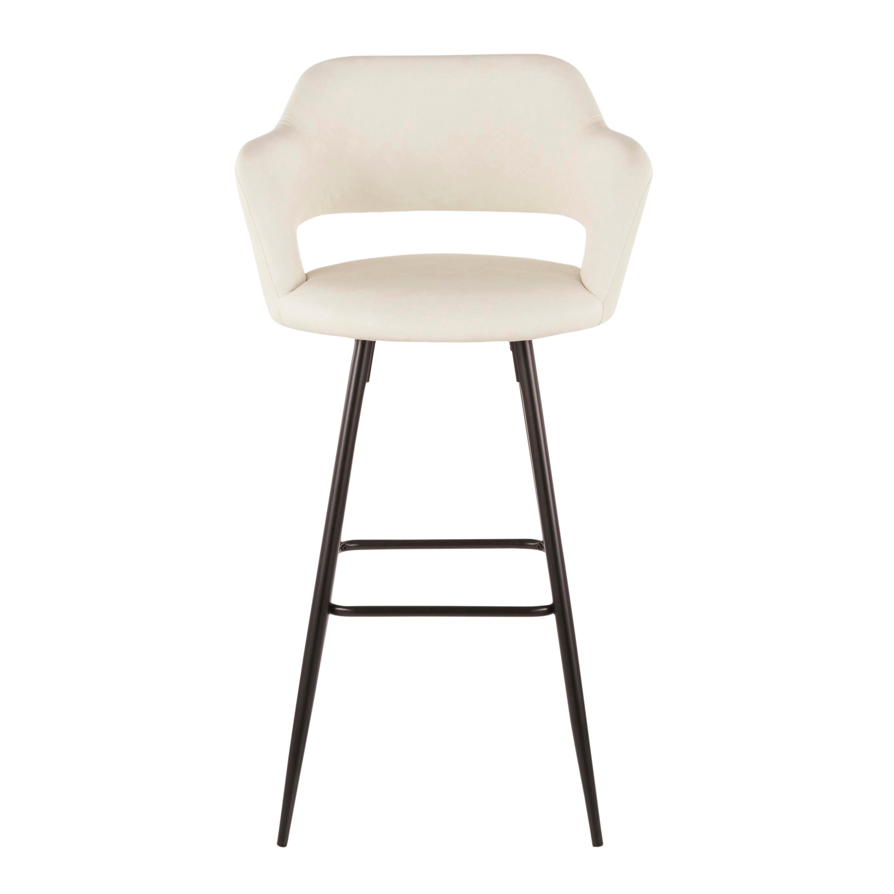 LumiSource Margarite Barstool - Set of 2, Black/Cream, large