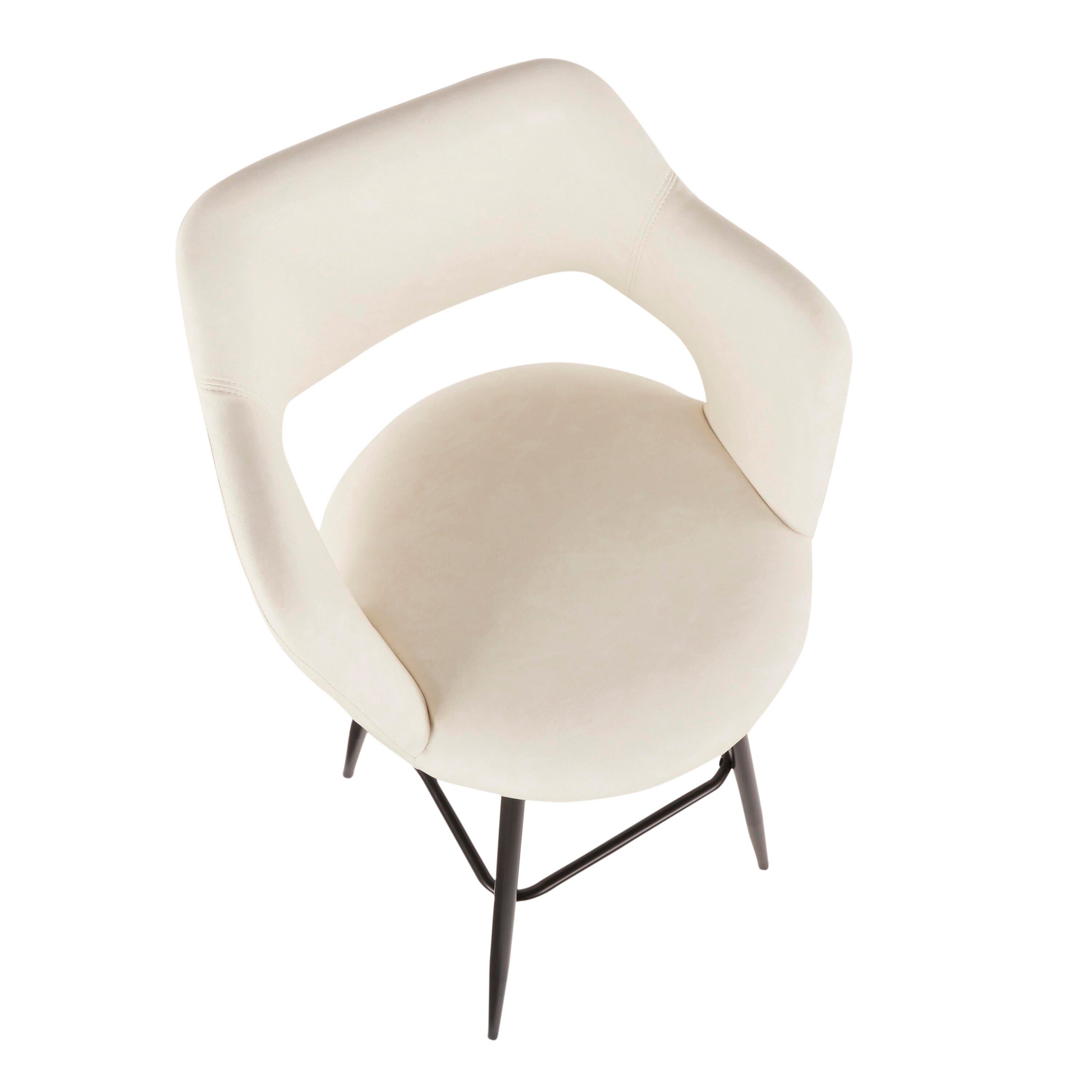 LumiSource Margarite Barstool - Set of 2, Black/Cream, large