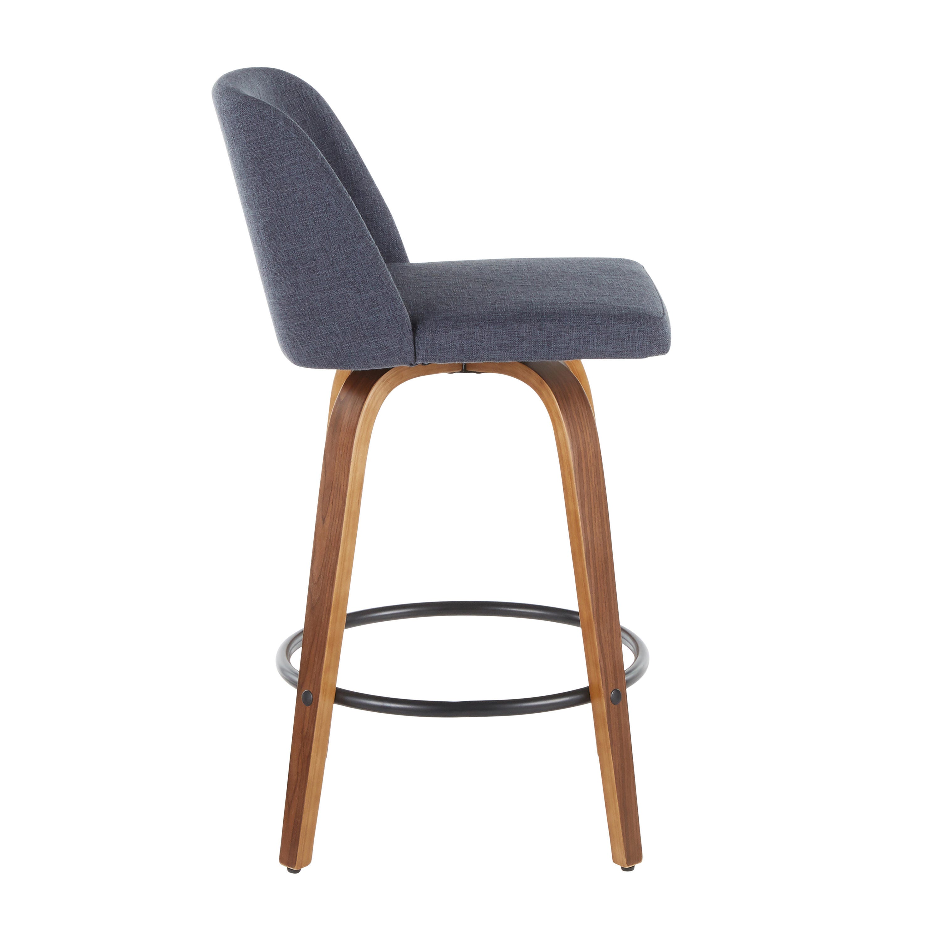 LumiSource Toriano Counter Stool - Set of 2, Walnut/Blue/Black, large