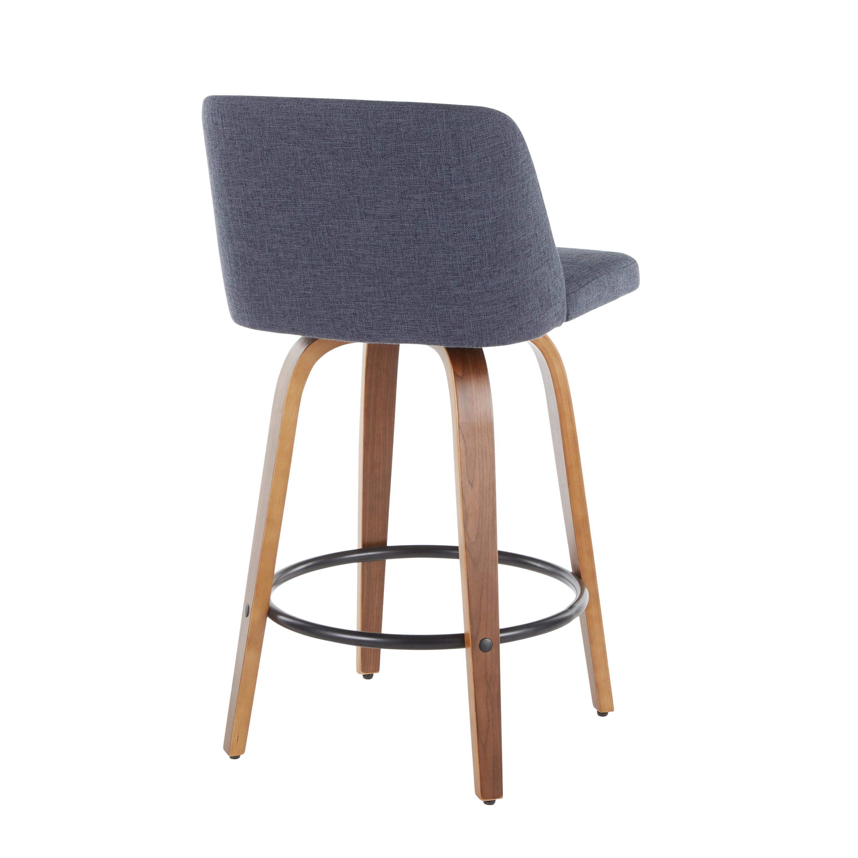 LumiSource Toriano Counter Stool - Set of 2, Walnut/Blue/Black, large