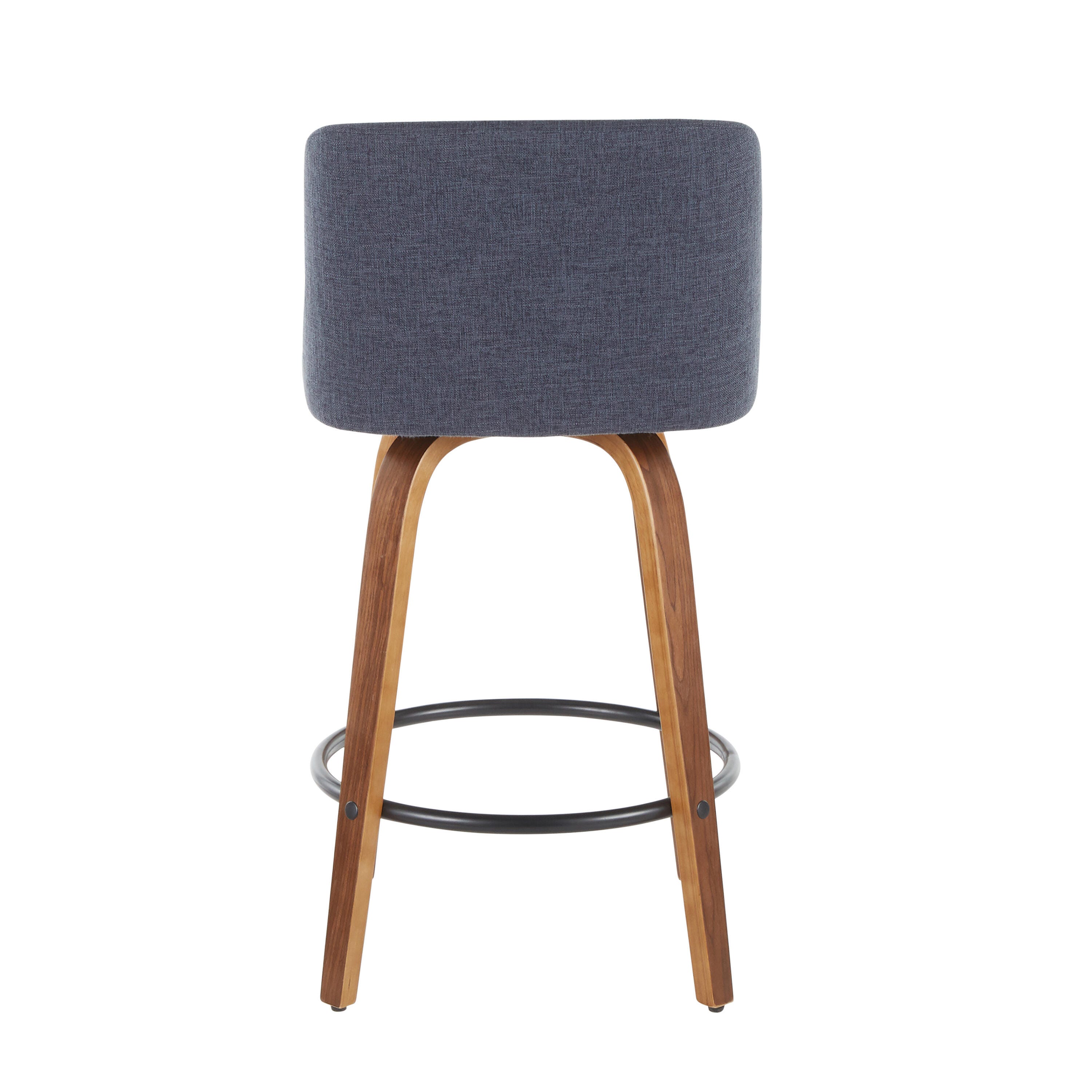 LumiSource Toriano Counter Stool - Set of 2, Walnut/Blue/Black, large