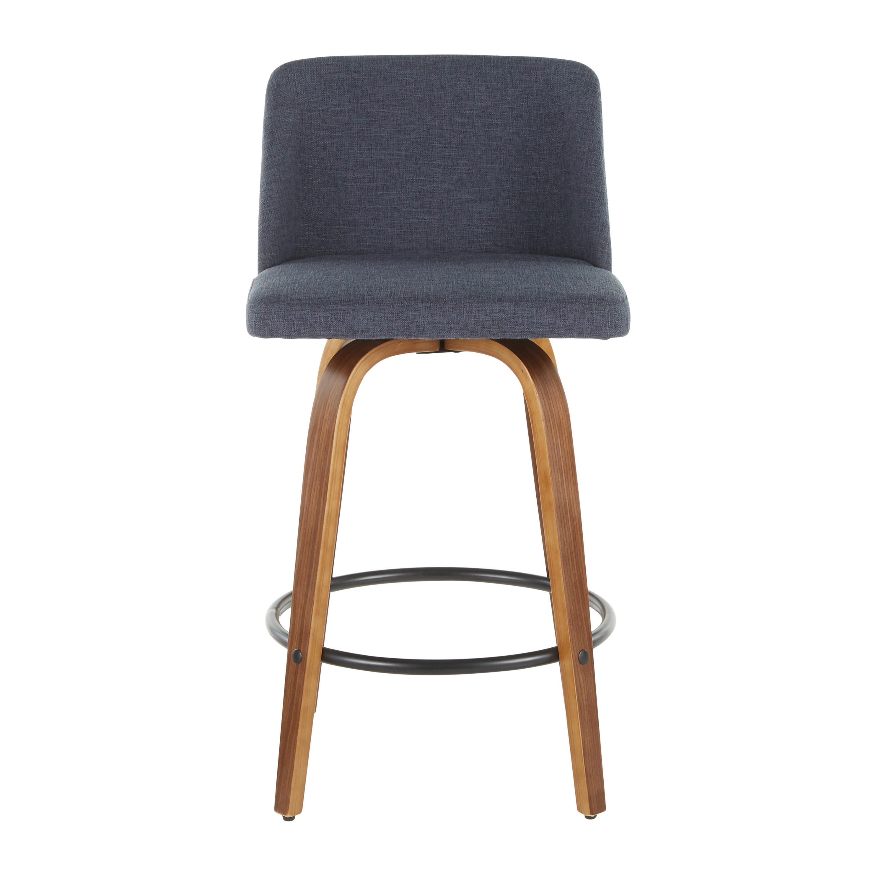 LumiSource Toriano Counter Stool - Set of 2, Walnut/Blue/Black, large