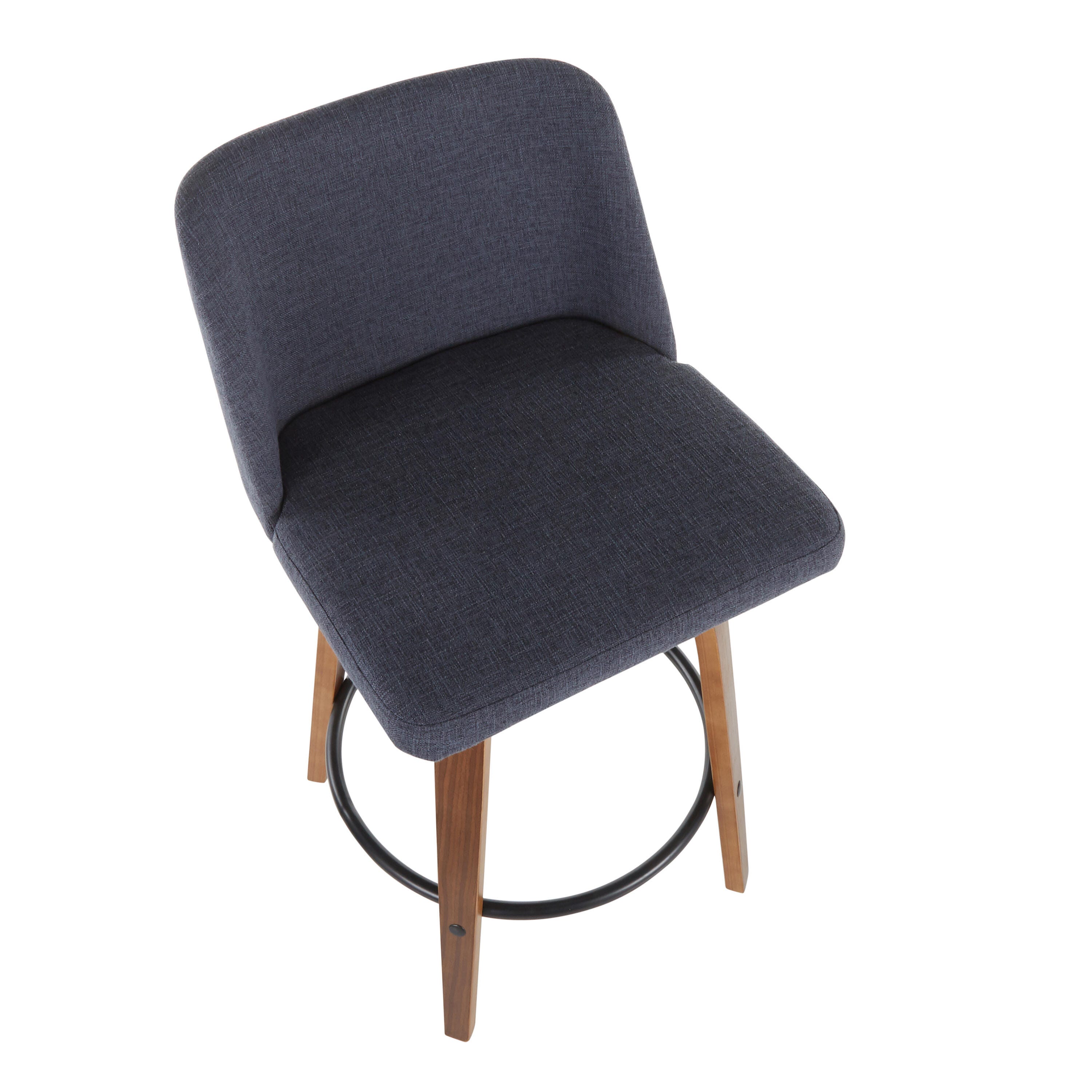 LumiSource Toriano Counter Stool - Set of 2, Walnut/Blue/Black, large
