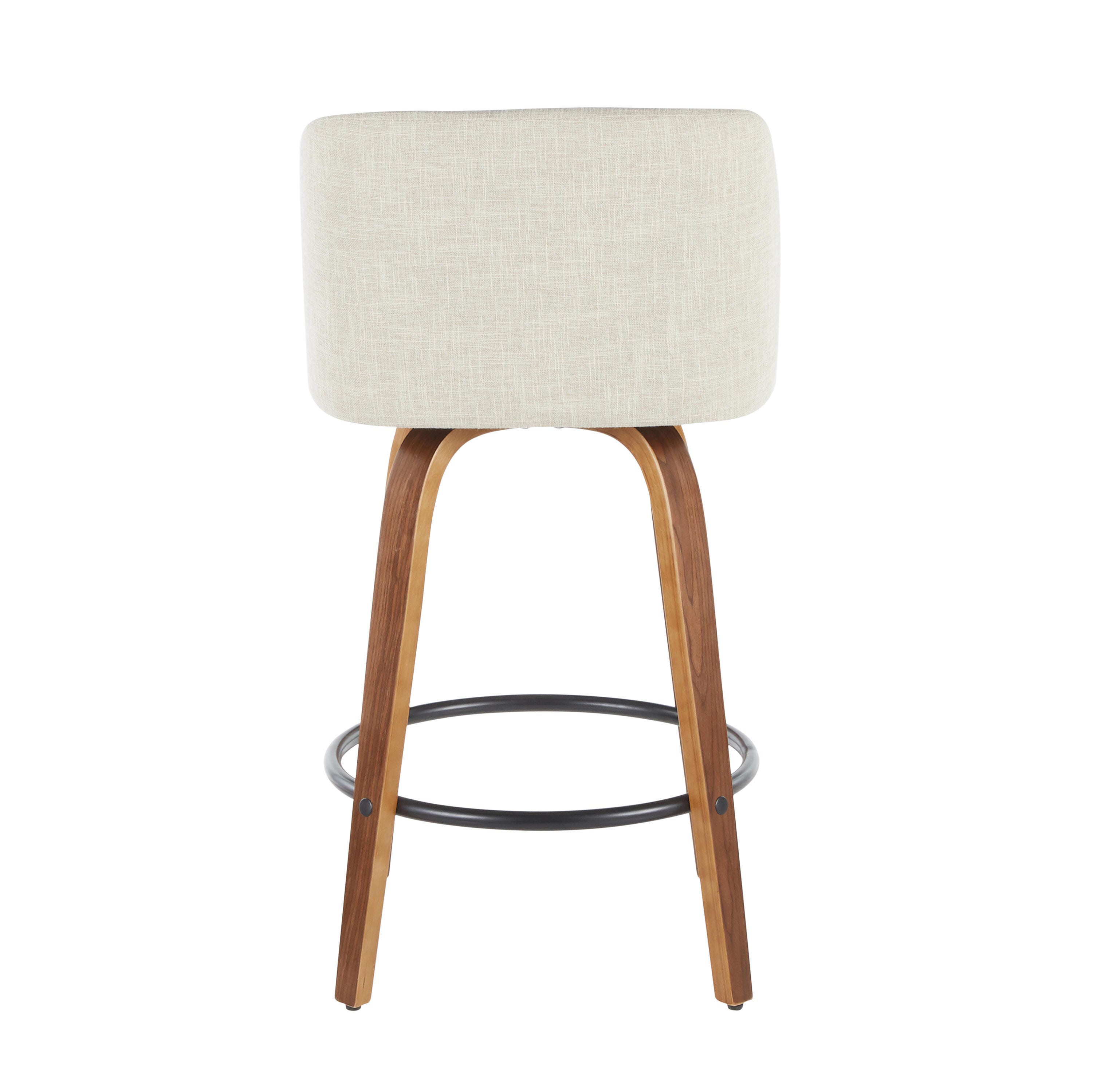 LumiSource Toriano Counter Stool - Set of 2, Walnut/Cream/Black, large