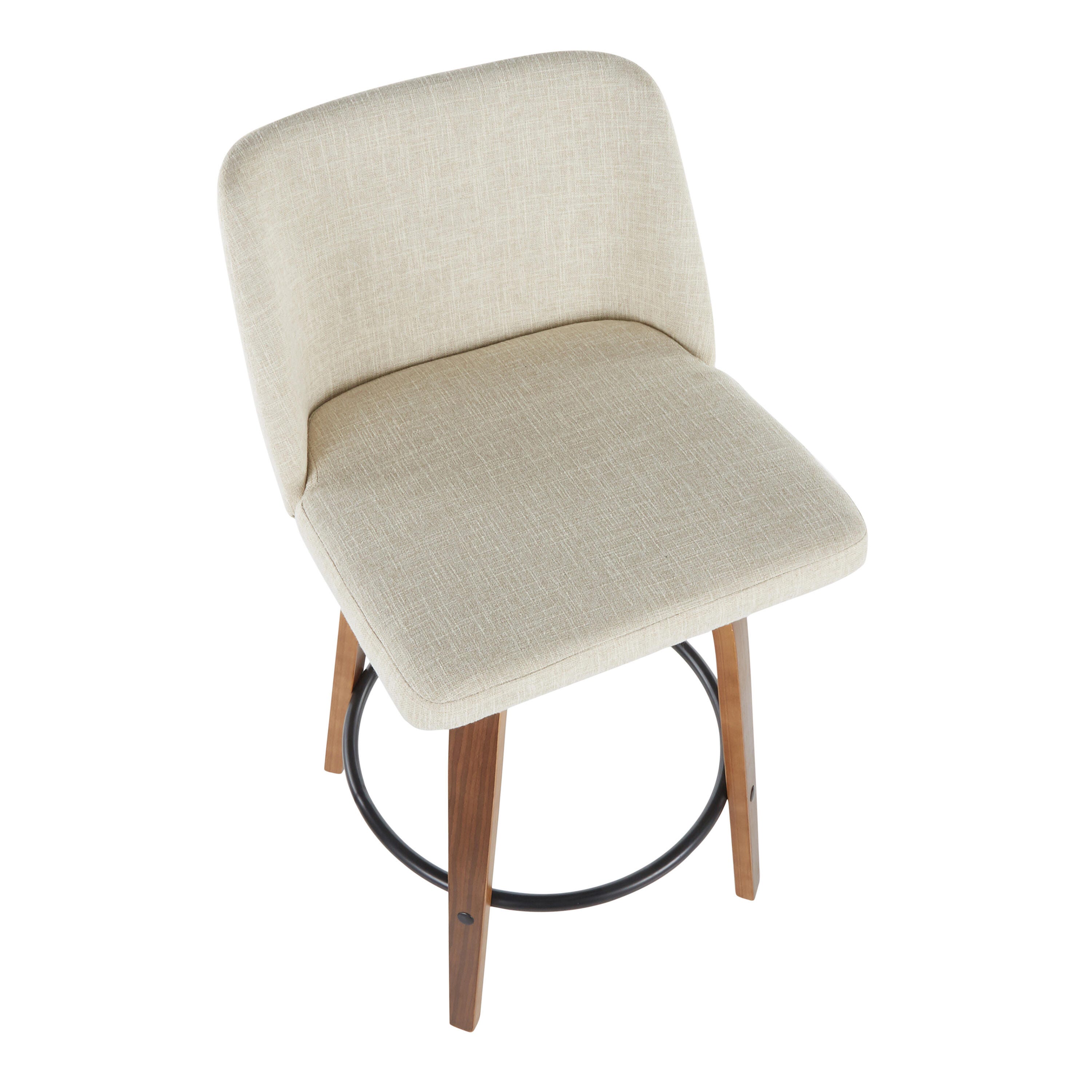 LumiSource Toriano Counter Stool - Set of 2, Walnut/Cream/Black, large