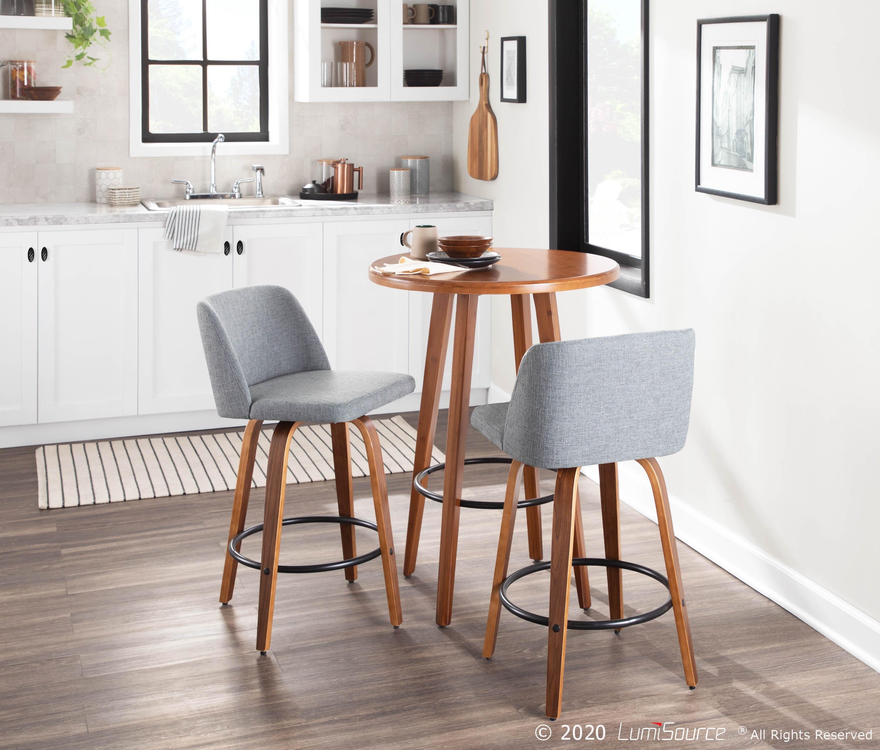 LumiSource Toriano Counter Stool - Set of 2, Walnut/Gray/Black, large