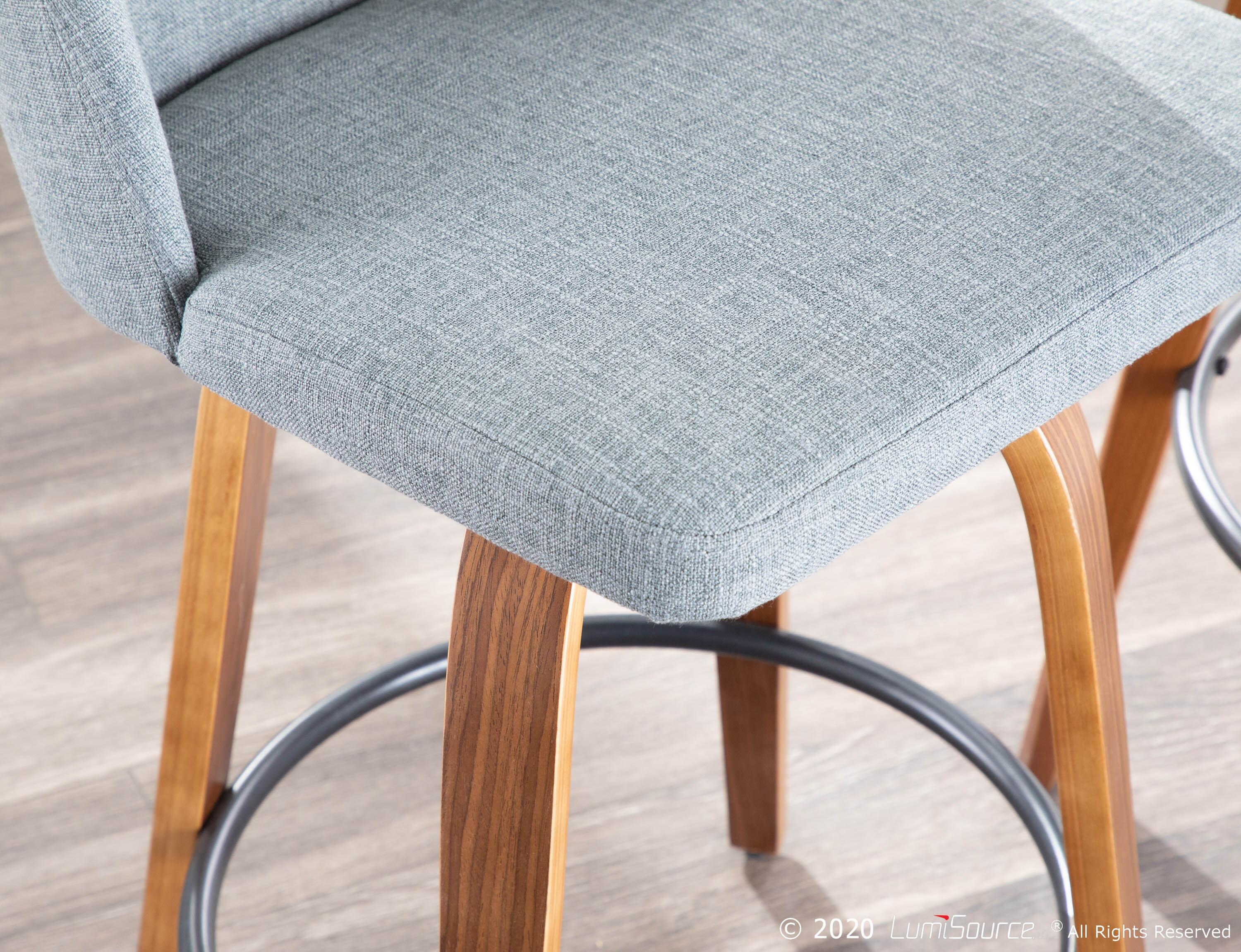 LumiSource Toriano Counter Stool - Set of 2, Walnut/Gray/Black, large