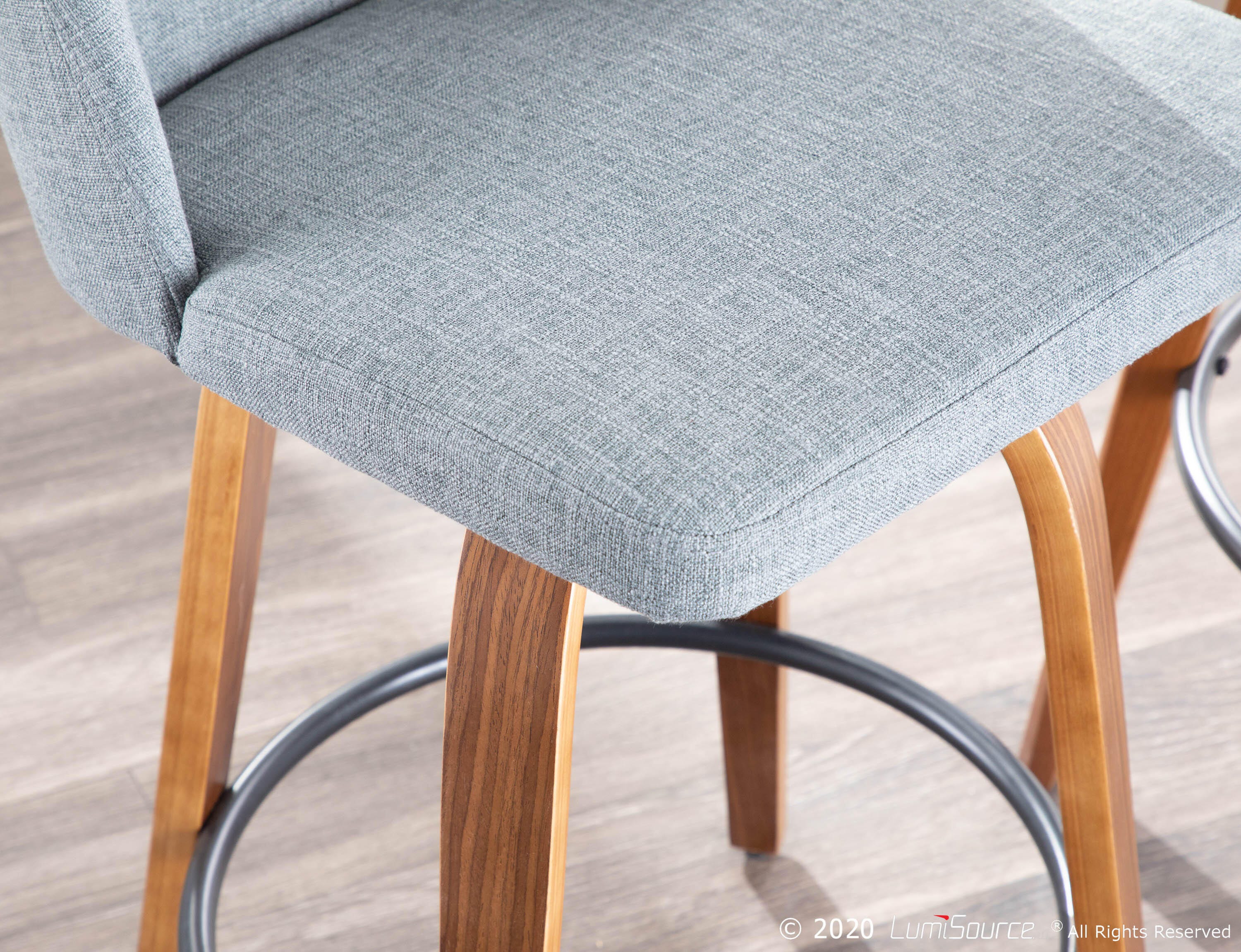 LumiSource Toriano Counter Stool - Set of 2, Walnut/Gray/Black, large