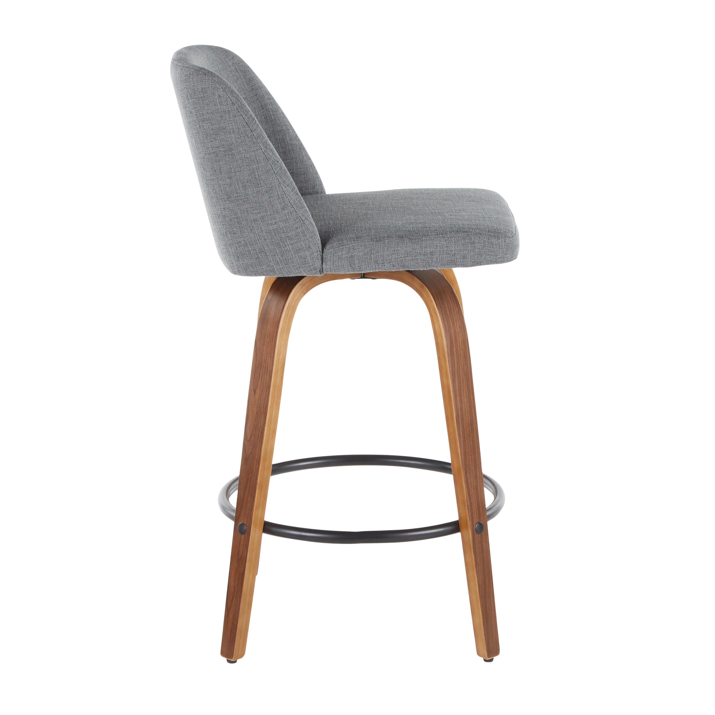 LumiSource Toriano Counter Stool - Set of 2, Walnut/Gray/Black, large