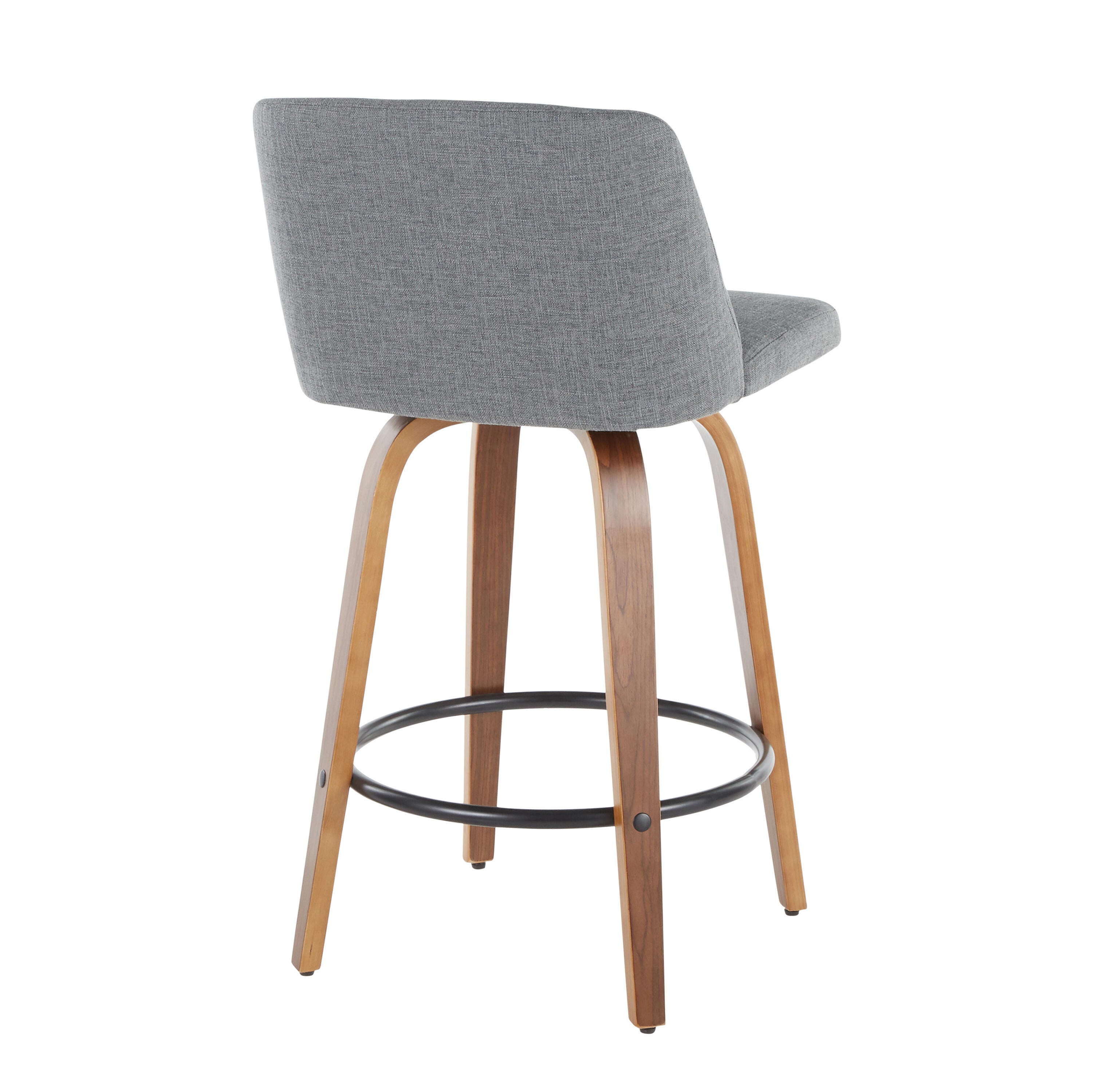 LumiSource Toriano Counter Stool - Set of 2, Walnut/Gray/Black, large