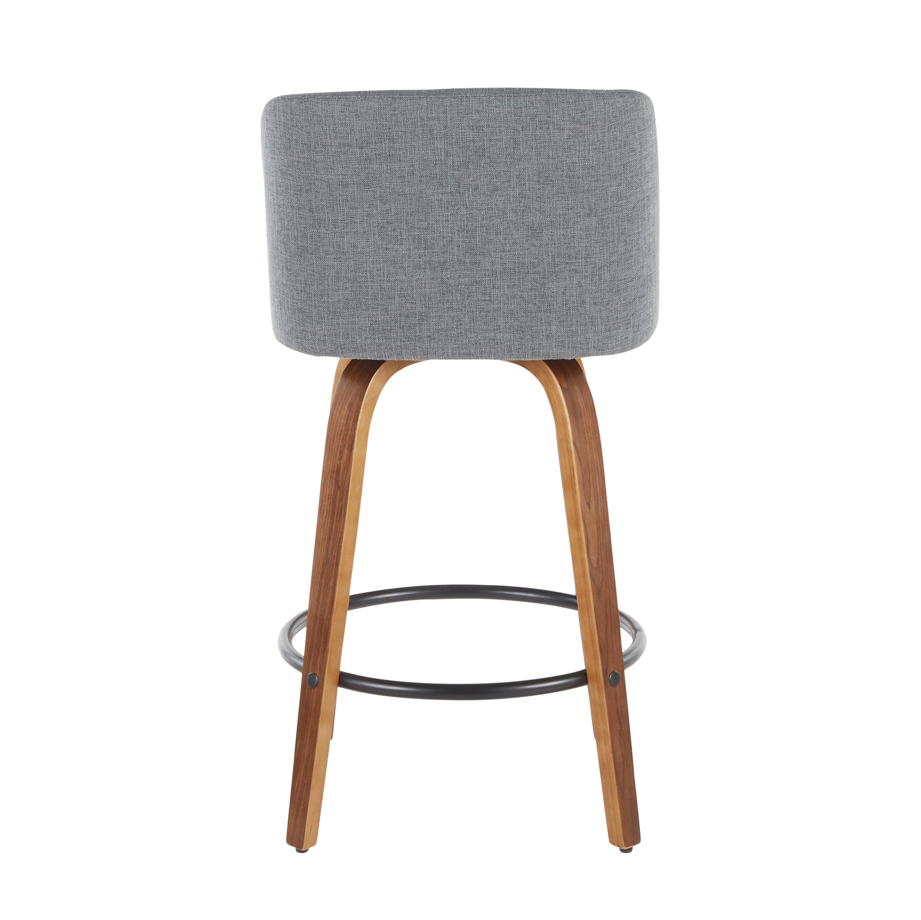 LumiSource Toriano Counter Stool - Set of 2, Walnut/Gray/Black, large