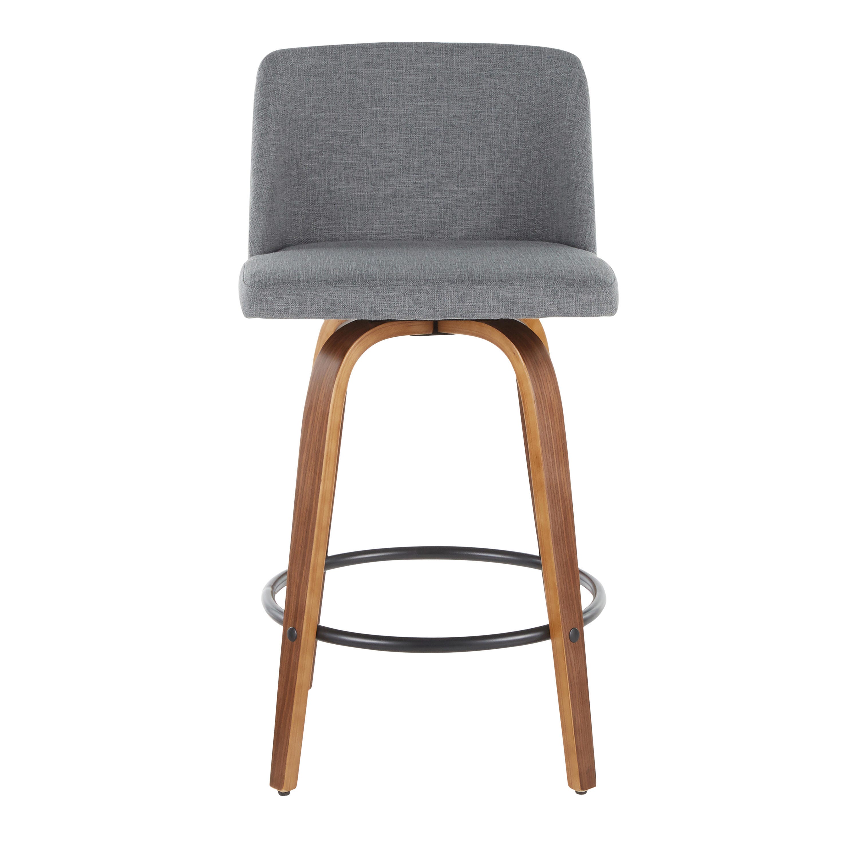 LumiSource Toriano Counter Stool - Set of 2, Walnut/Gray/Black, large
