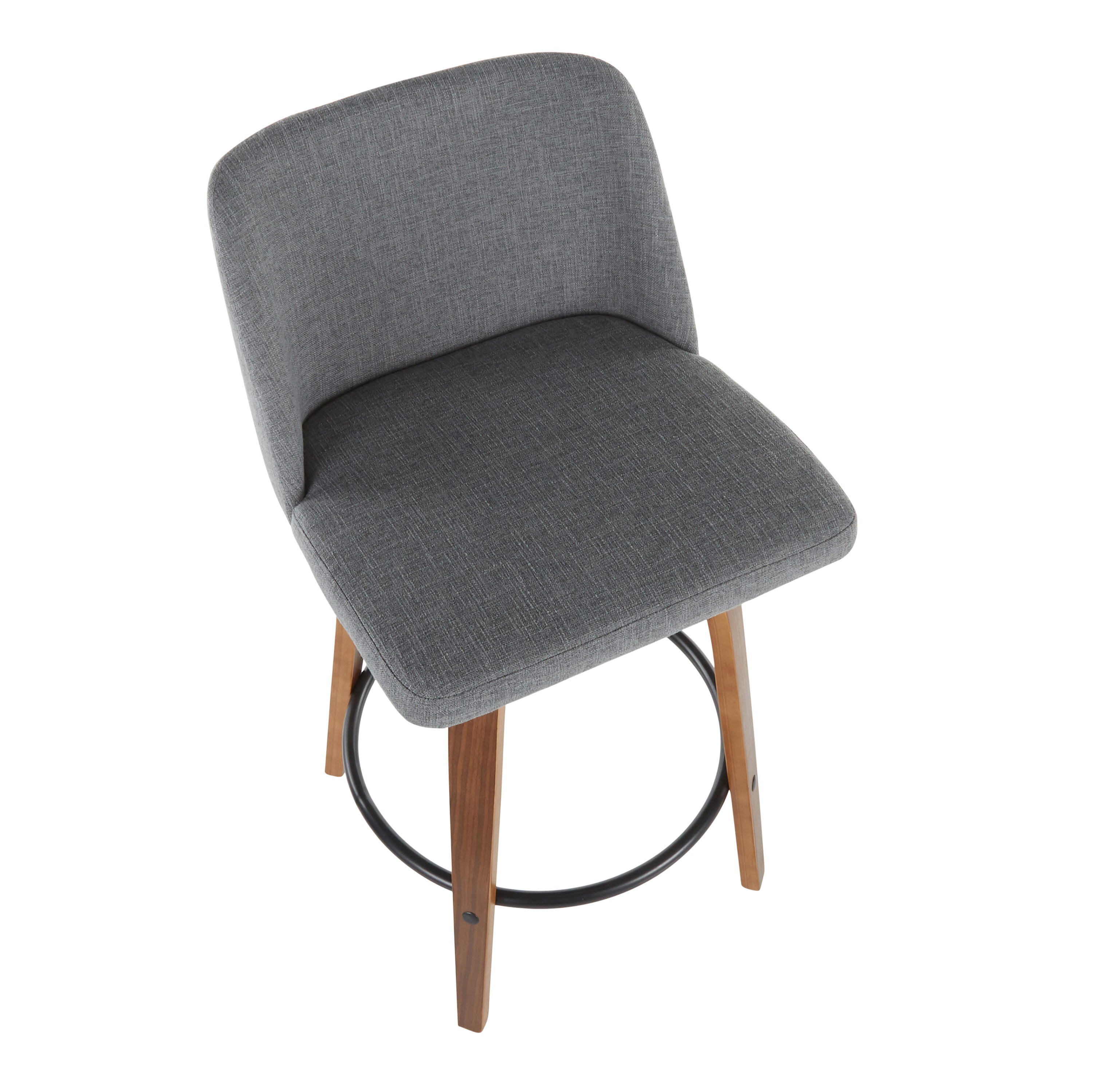 LumiSource Toriano Counter Stool - Set of 2, Walnut/Gray/Black, large