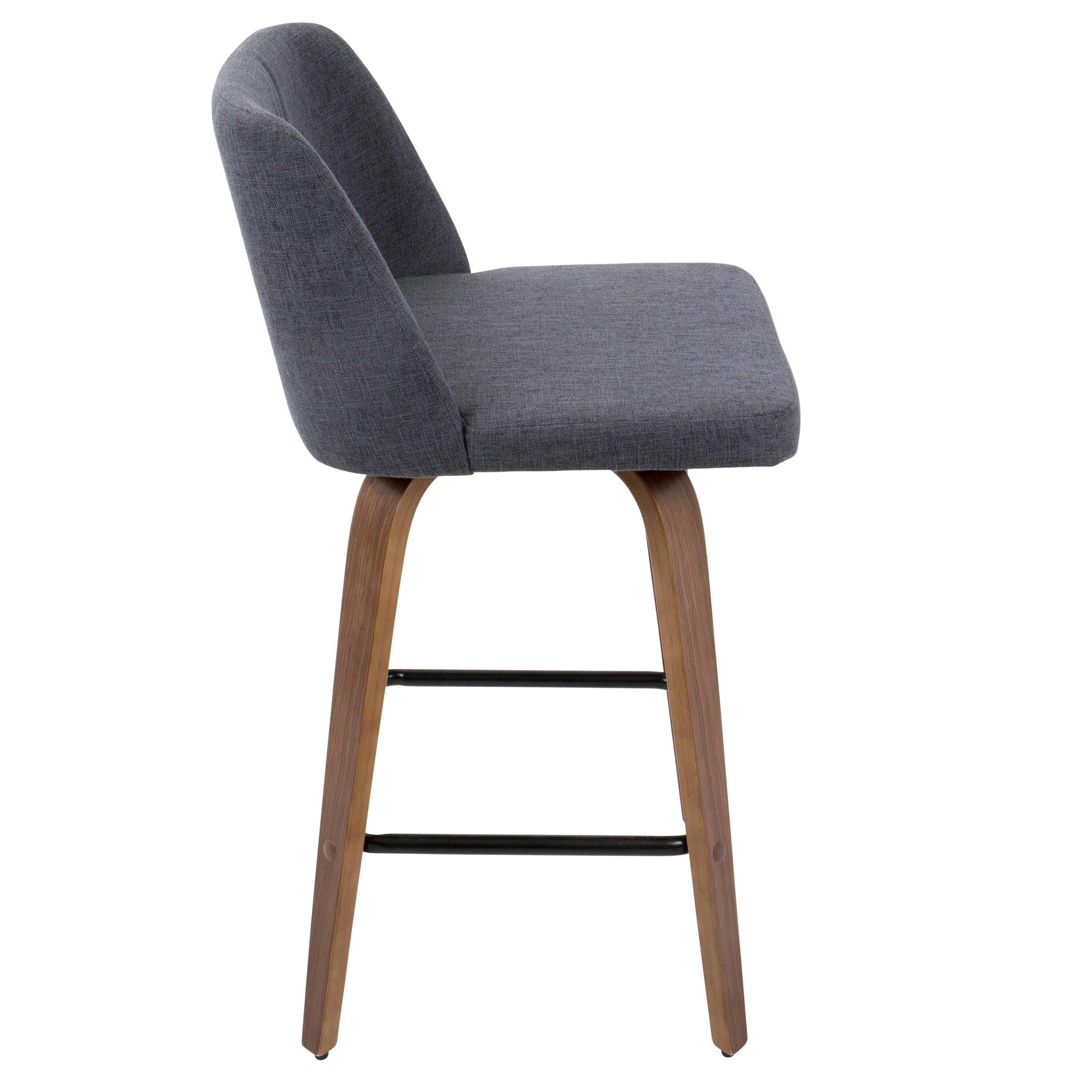 LumiSource Toriano Counter Stool - Set of 2, Walnut/Blue/Black, large
