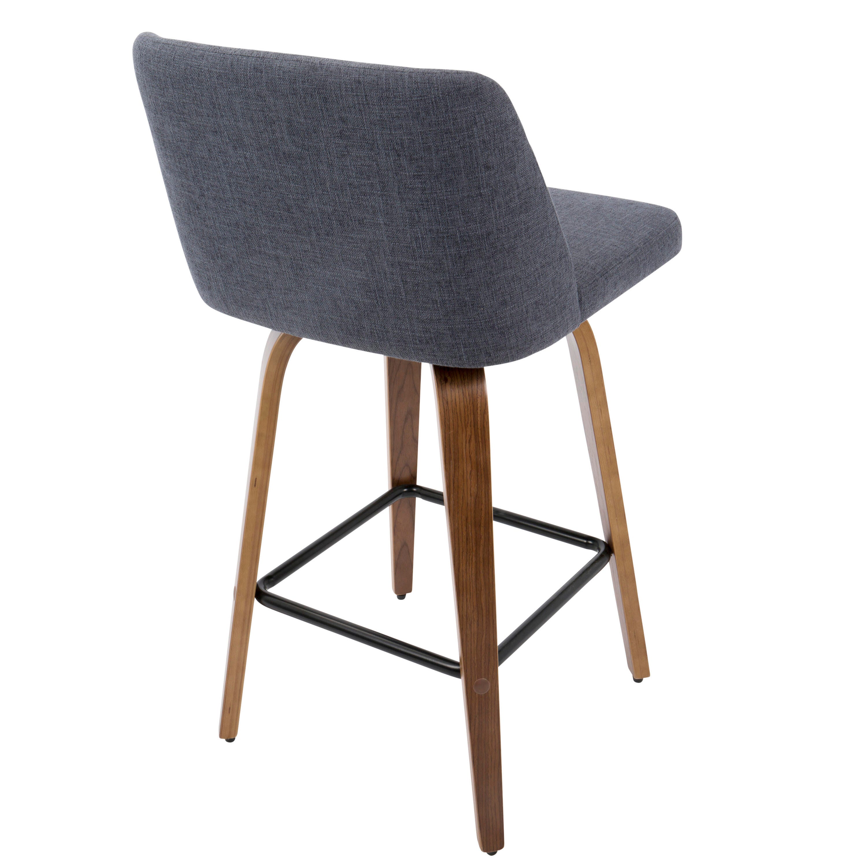 LumiSource Toriano Counter Stool - Set of 2, Walnut/Blue/Black, large