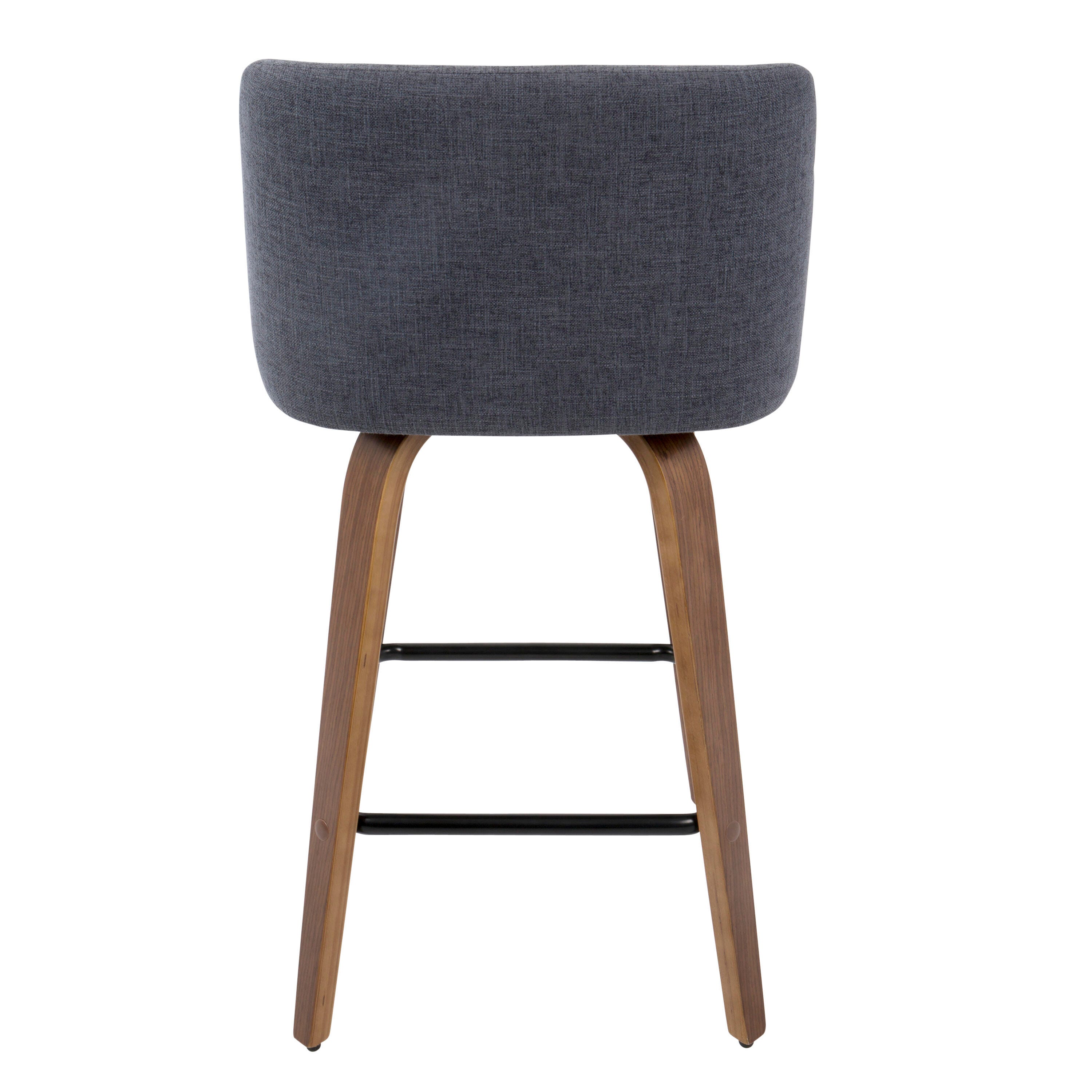LumiSource Toriano Counter Stool - Set of 2, Walnut/Blue/Black, large
