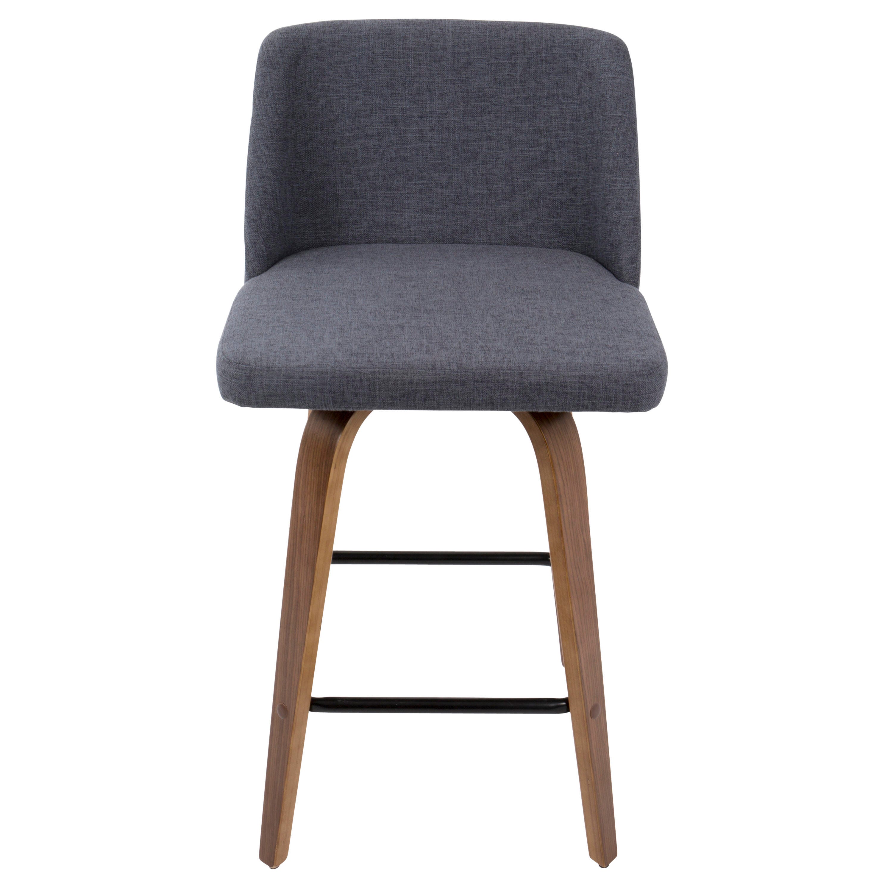 LumiSource Toriano Counter Stool - Set of 2, Walnut/Blue/Black, large