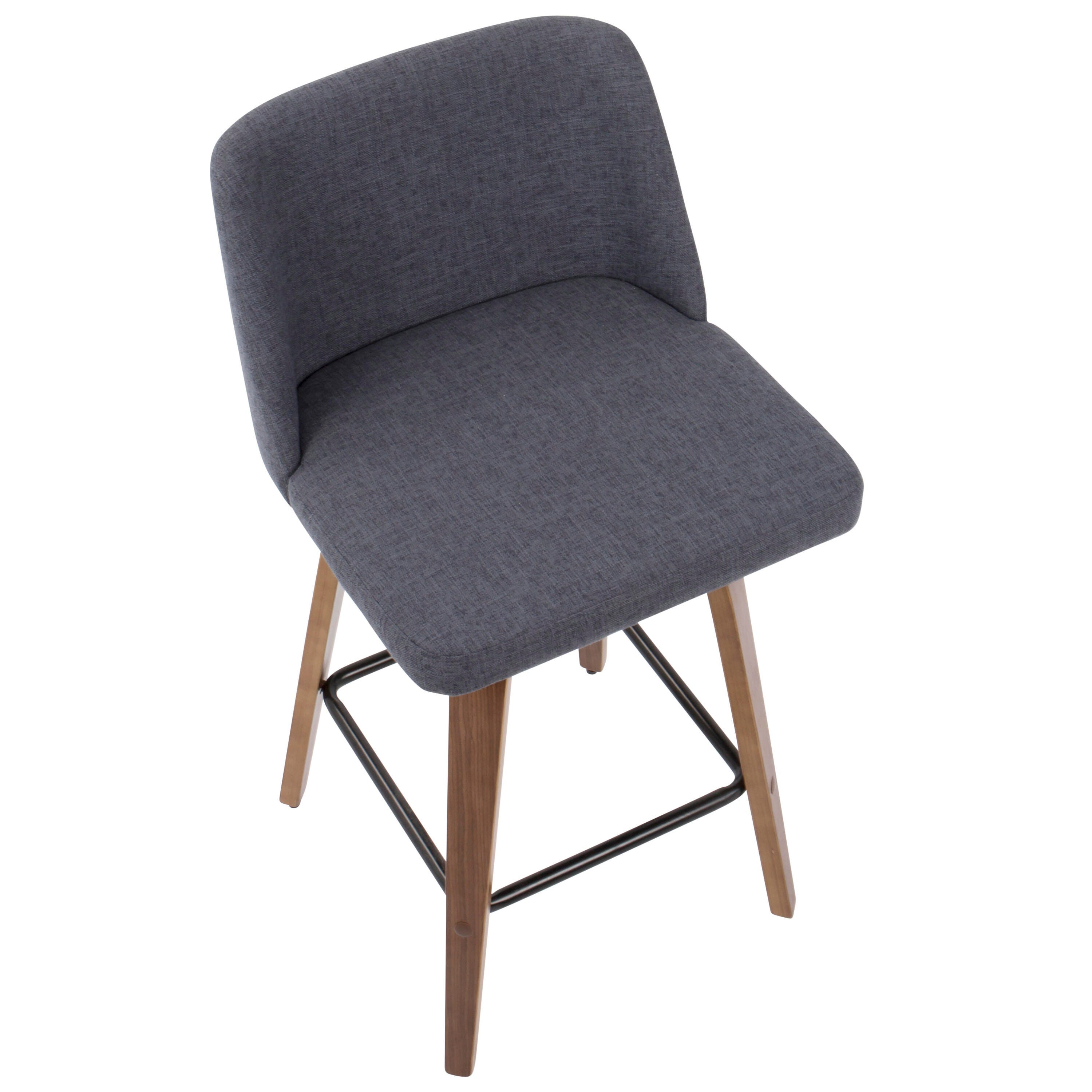 LumiSource Toriano Counter Stool - Set of 2, Walnut/Blue/Black, large