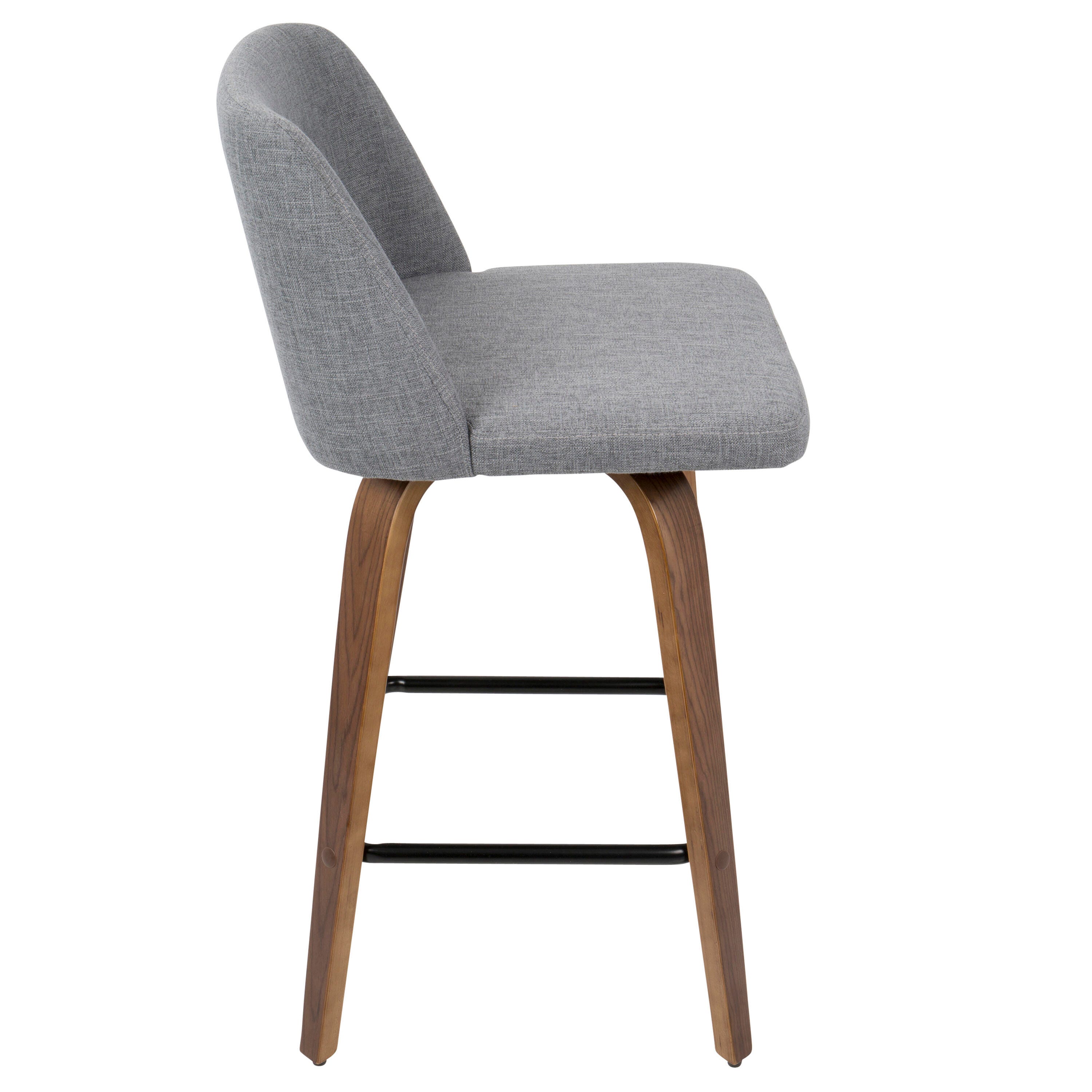 LumiSource Toriano Counter Stool - Set of 2, Walnut/Gray/Black, large