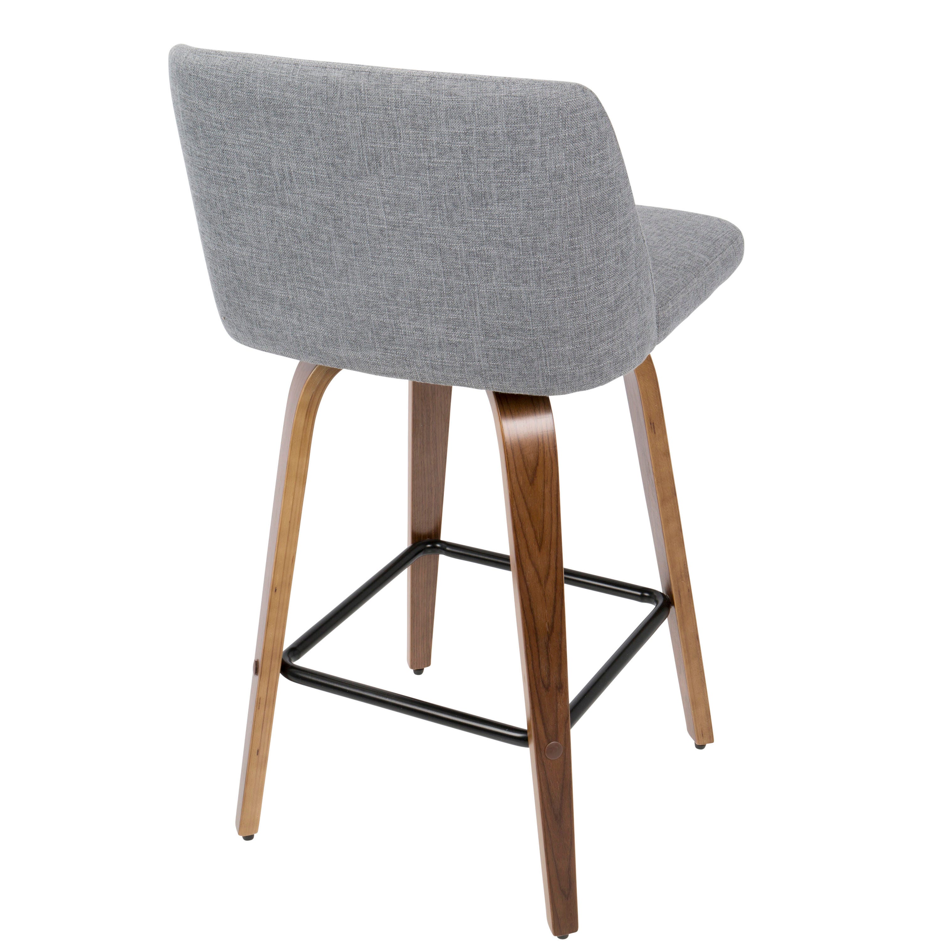 LumiSource Toriano Counter Stool - Set of 2, Walnut/Gray/Black, large