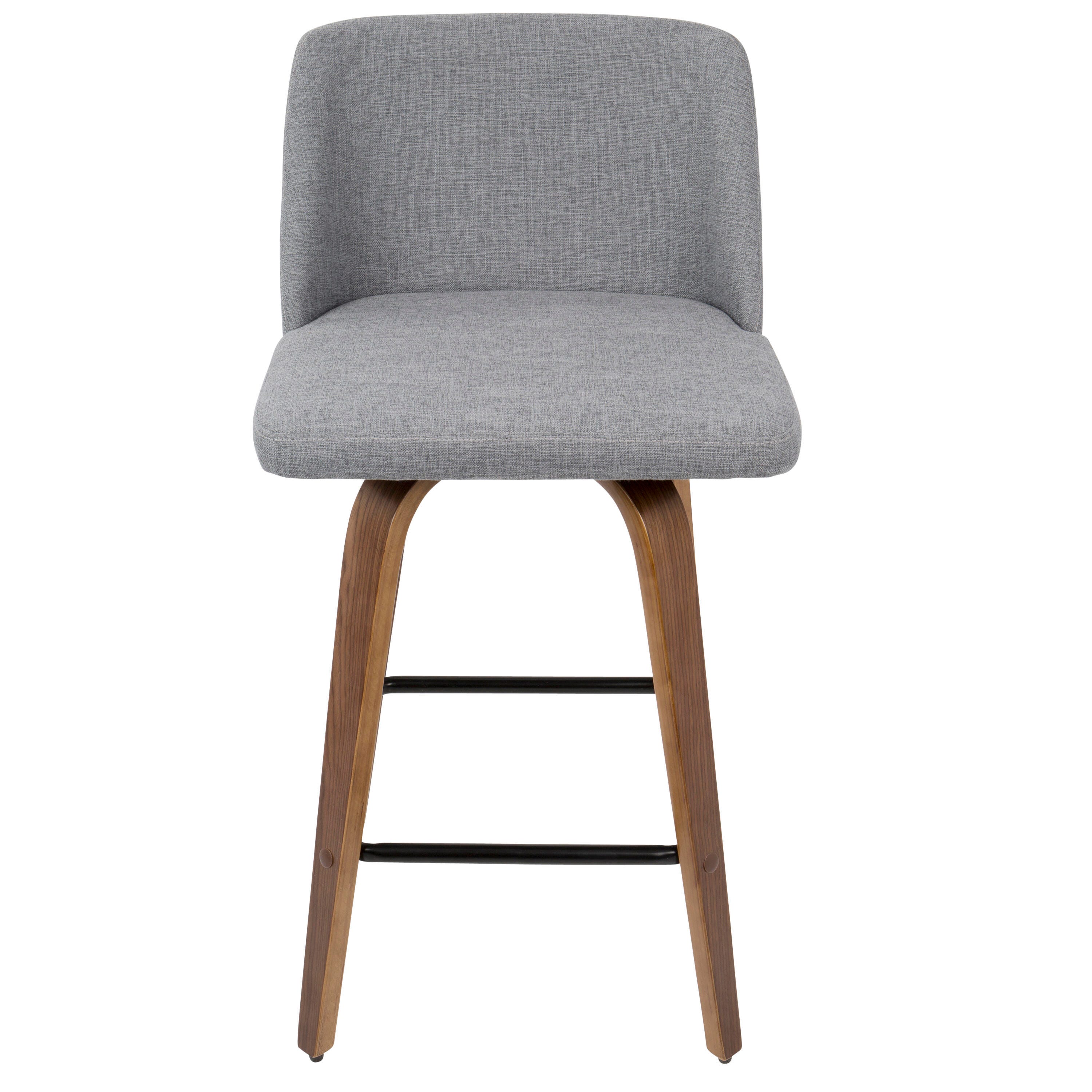 LumiSource Toriano Counter Stool - Set of 2, Walnut/Gray/Black, large