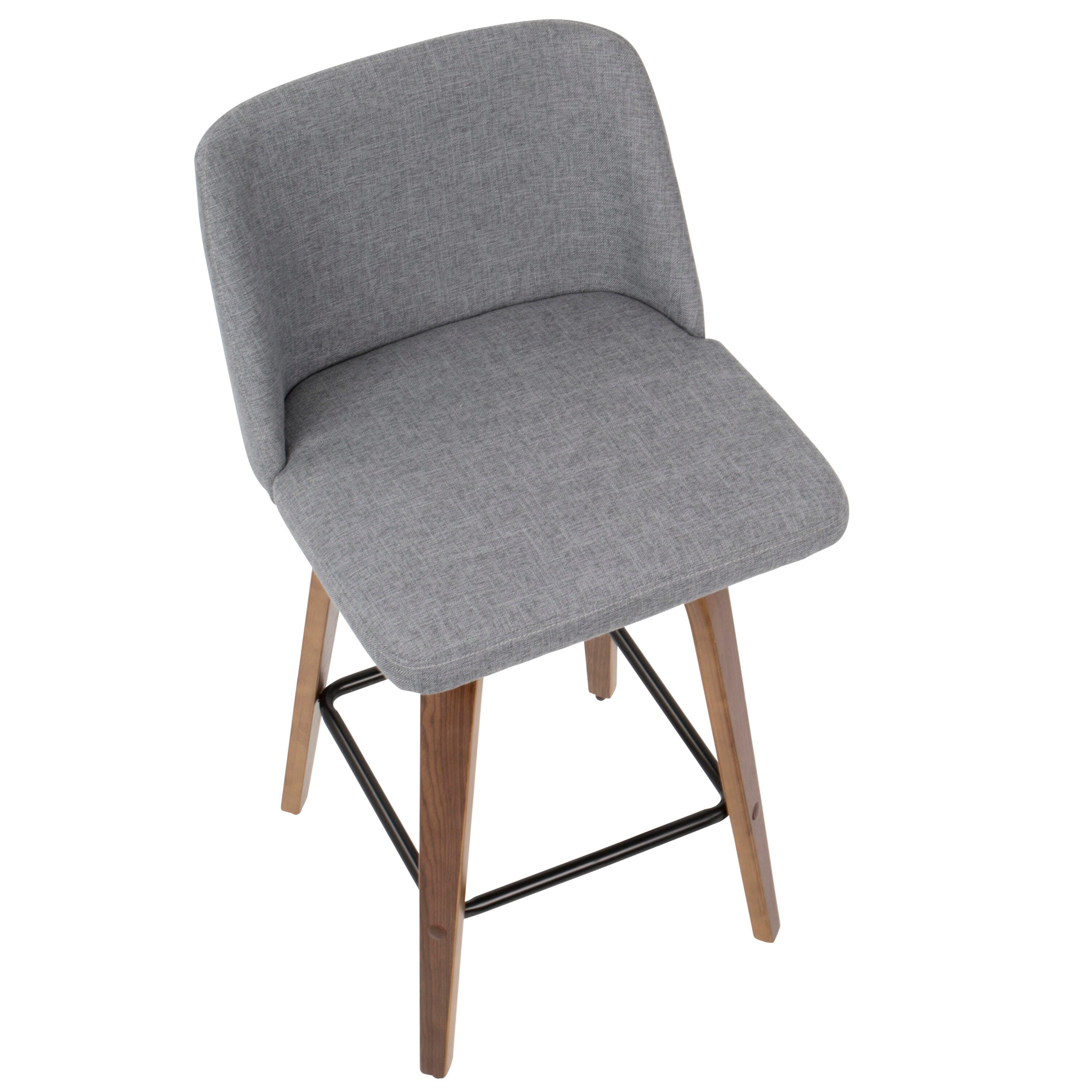 LumiSource Toriano Counter Stool - Set of 2, Walnut/Gray/Black, large