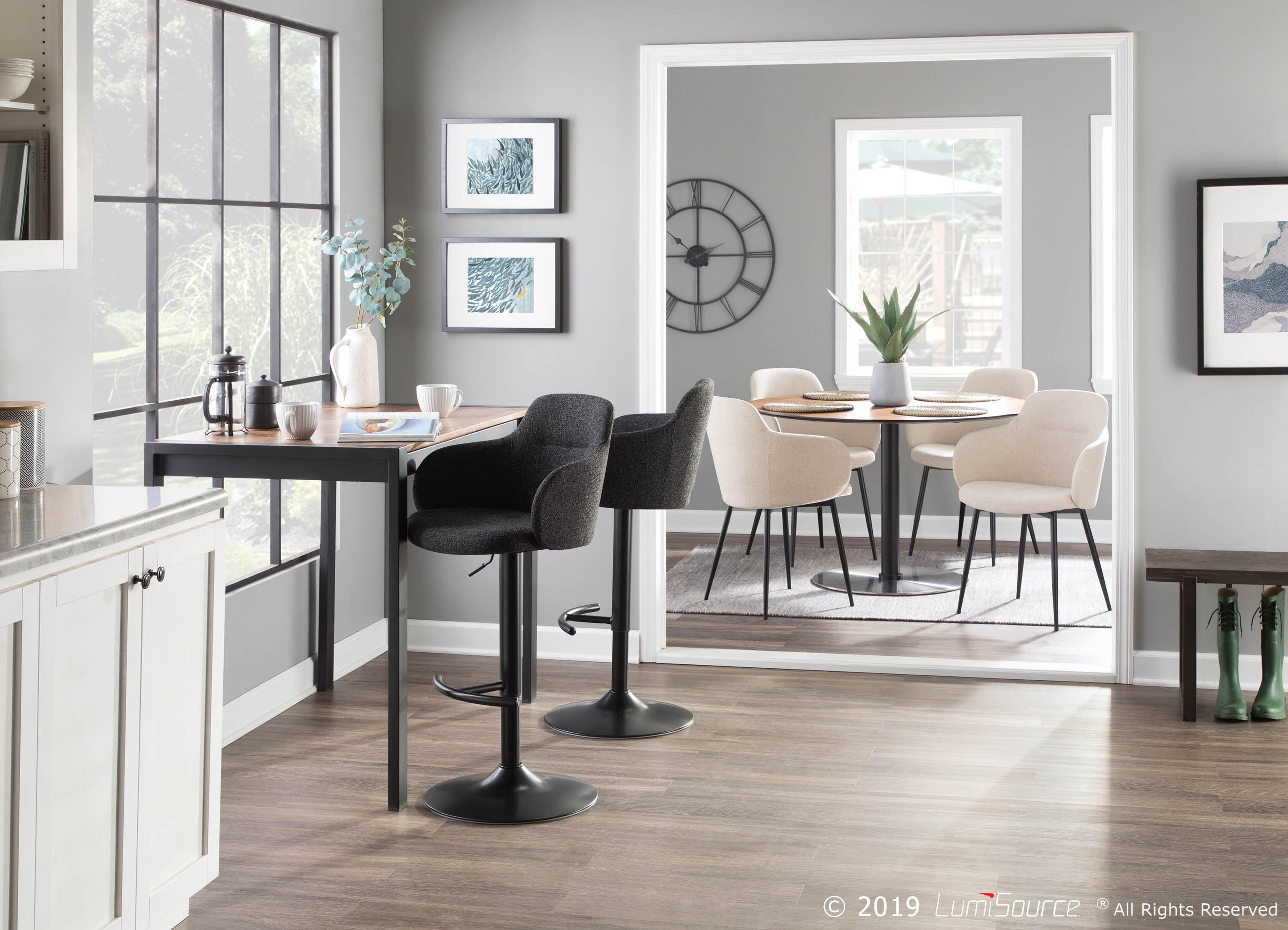 LumiSource Boyne Chair, Black/Cream, rollover
