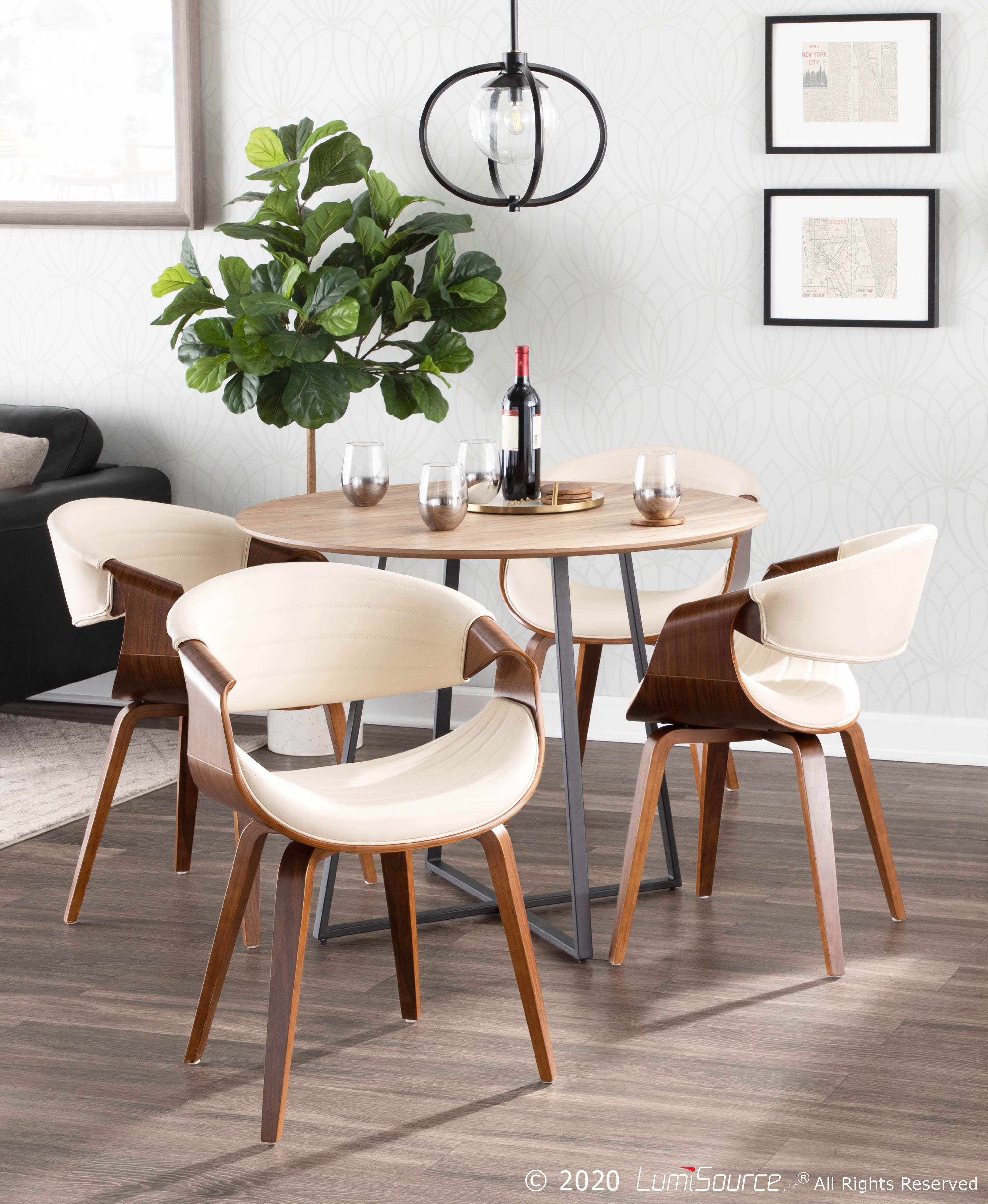 LumiSource Symphony Chair, Walnut/Cream, large