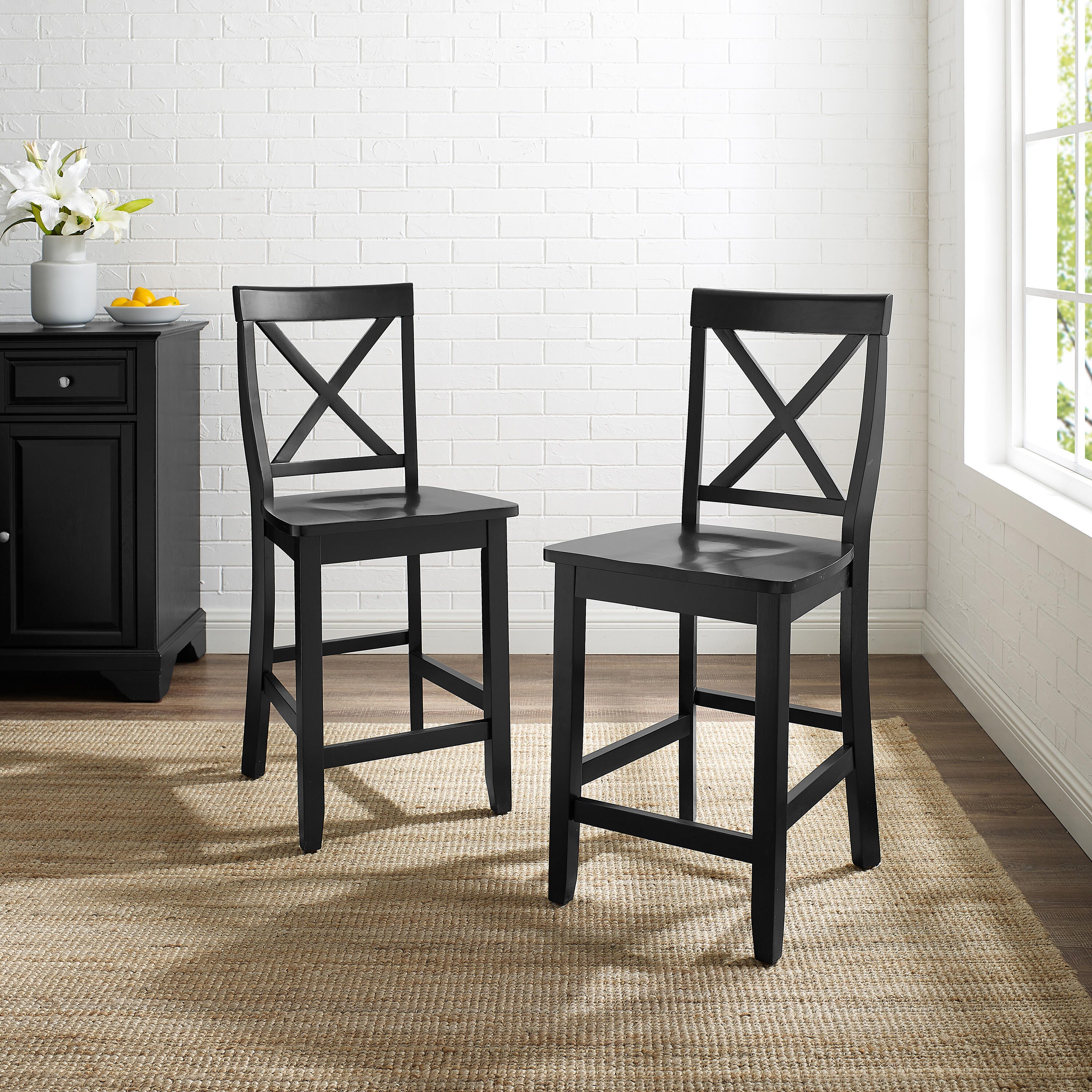 X-Back Counter Stool Set, Black, rollover
