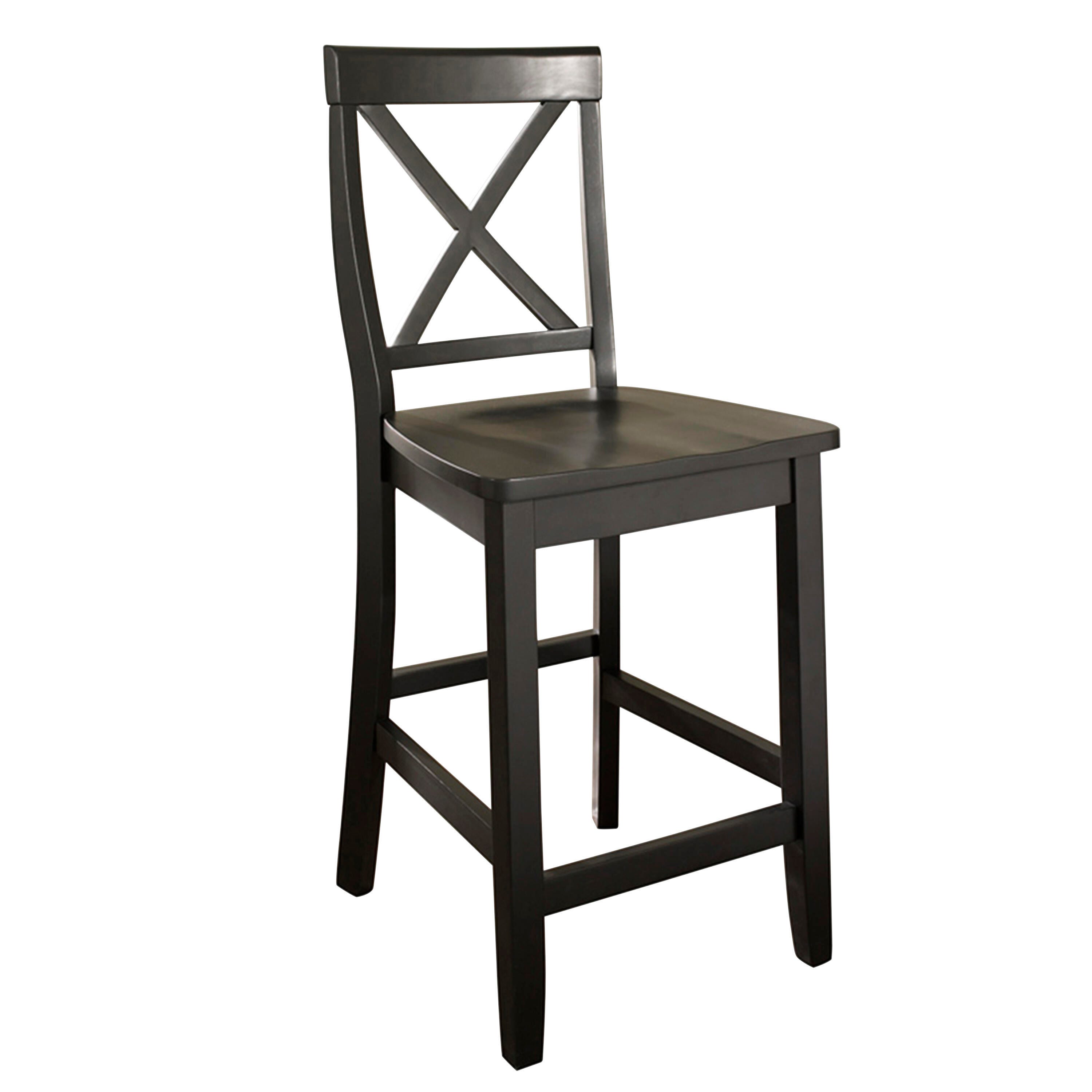 X-Back Counter Stool Set, Black, large