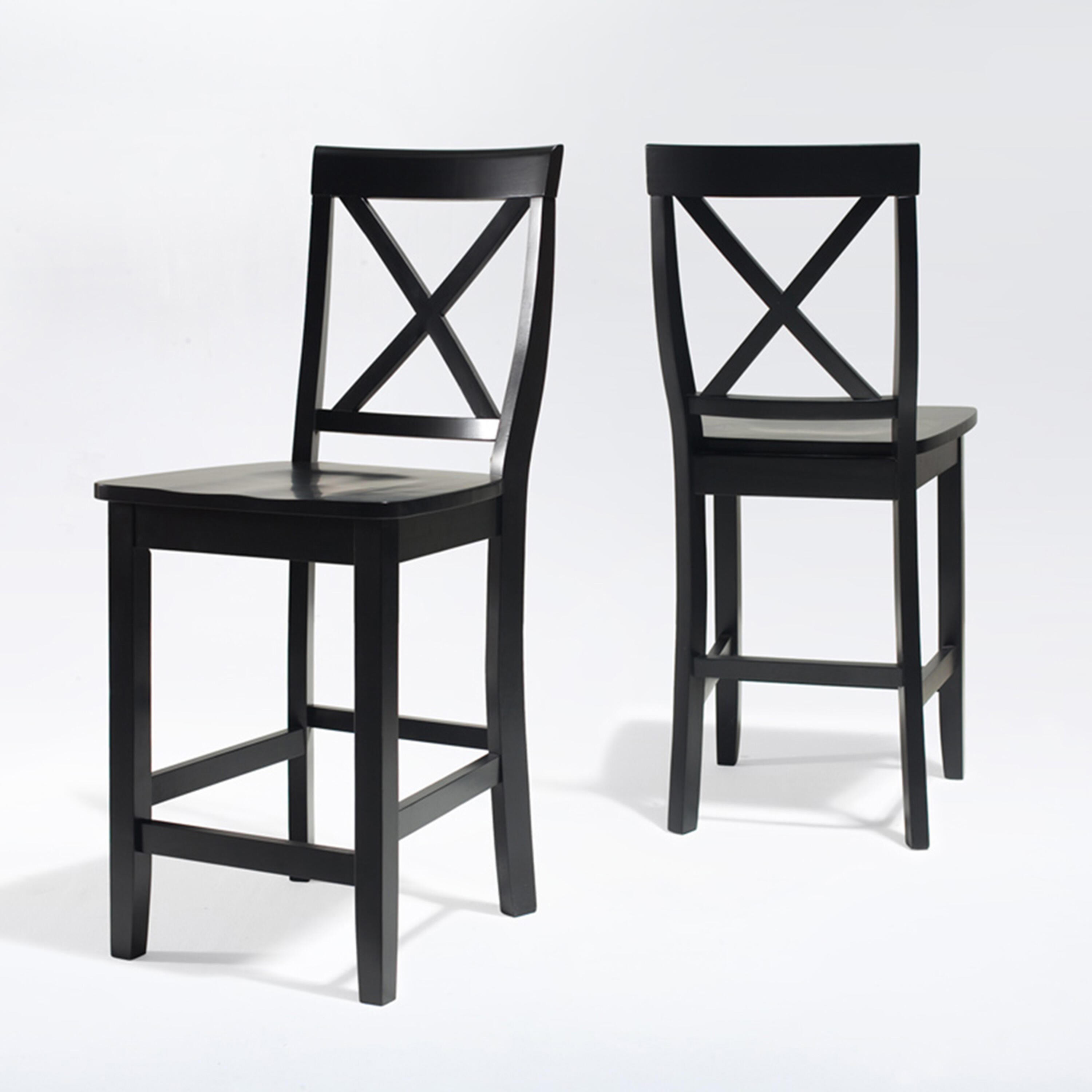 X-Back Counter Stool Set, Black, large