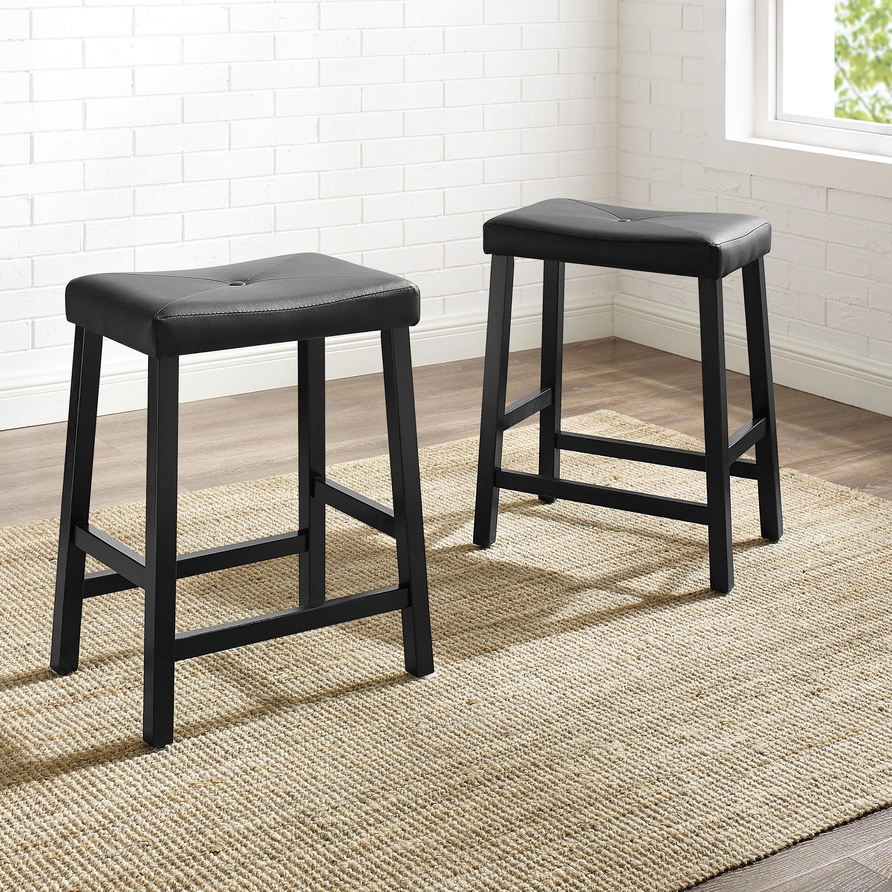 Saddle Seat Upholstered 2Pc Counter Stool Set, , large