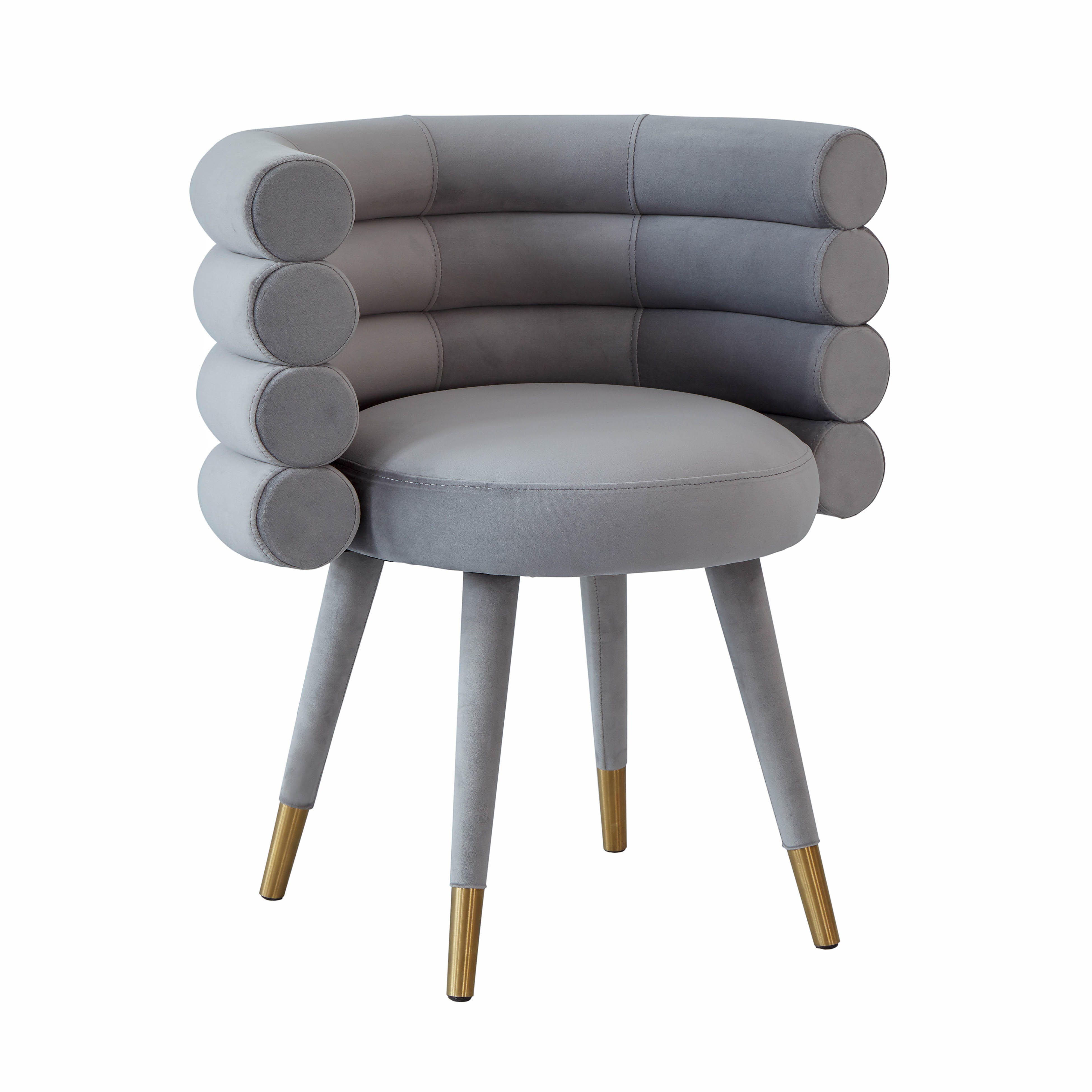 TOV Furniture Betty Gray Velvet Dining Chair, Gray, large