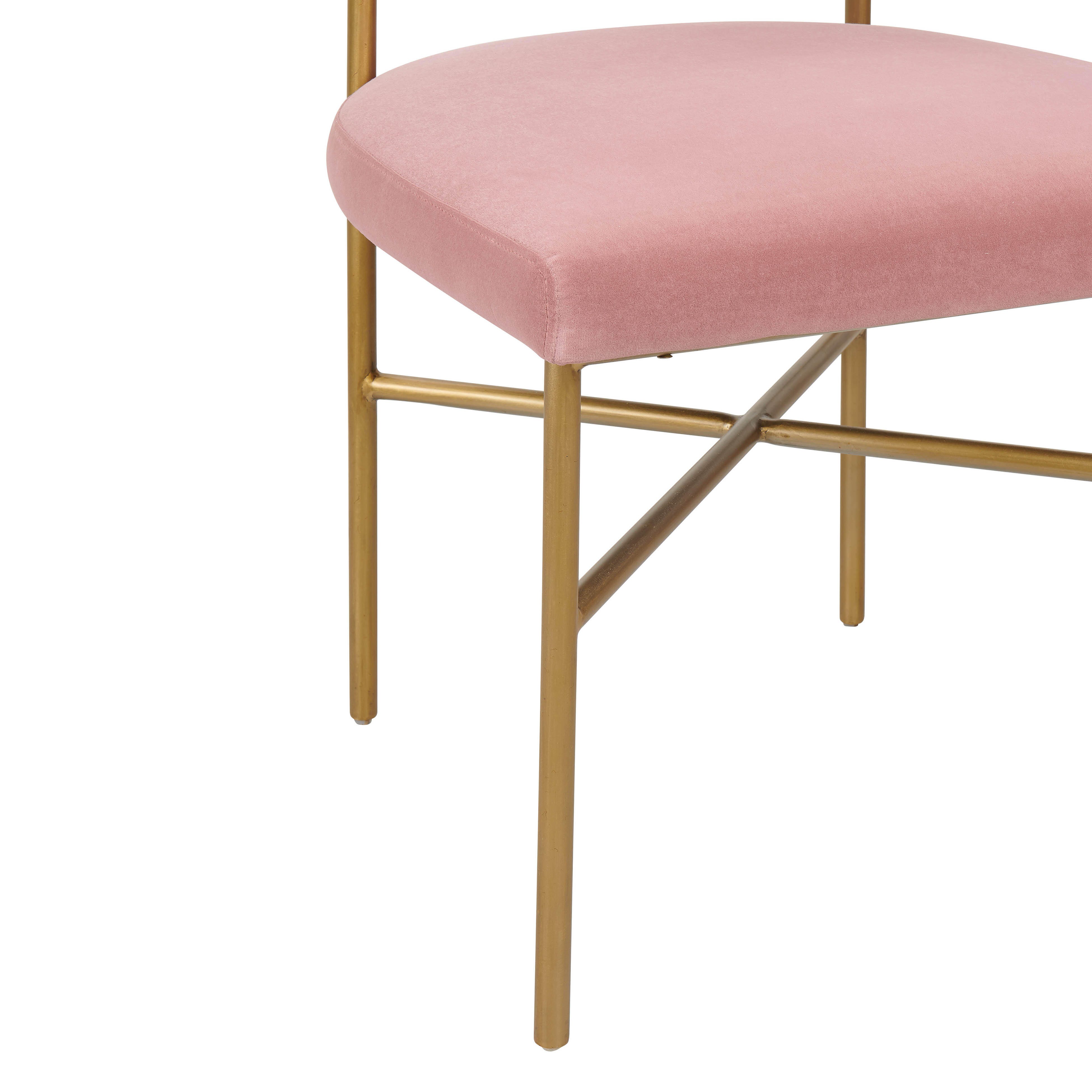 TOV Furniture Kim Performance Blush Velvet Chair, Blush, large