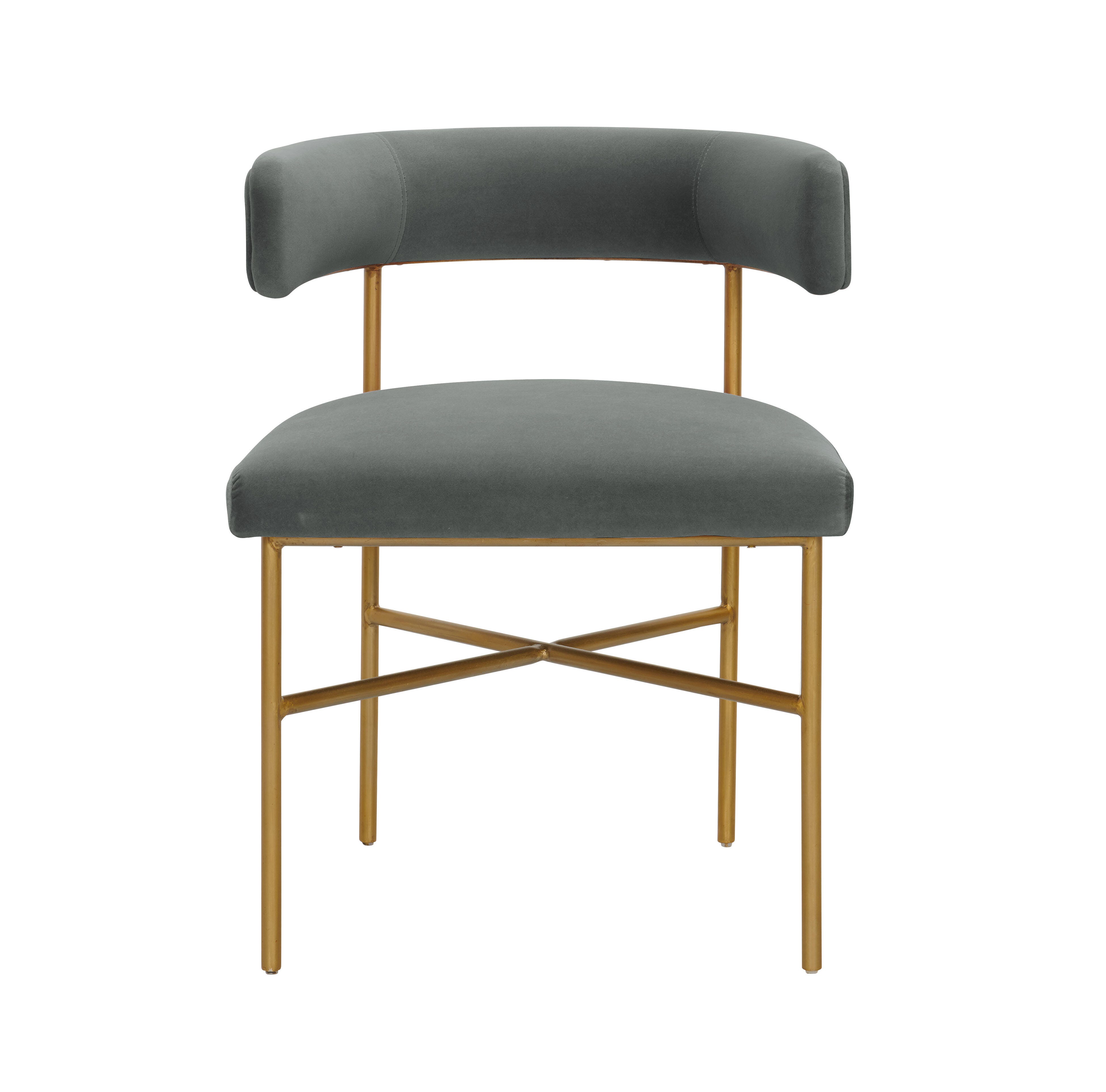 TOV Furniture Kim Kim Performance Gray Velvet Chair, Gray, large
