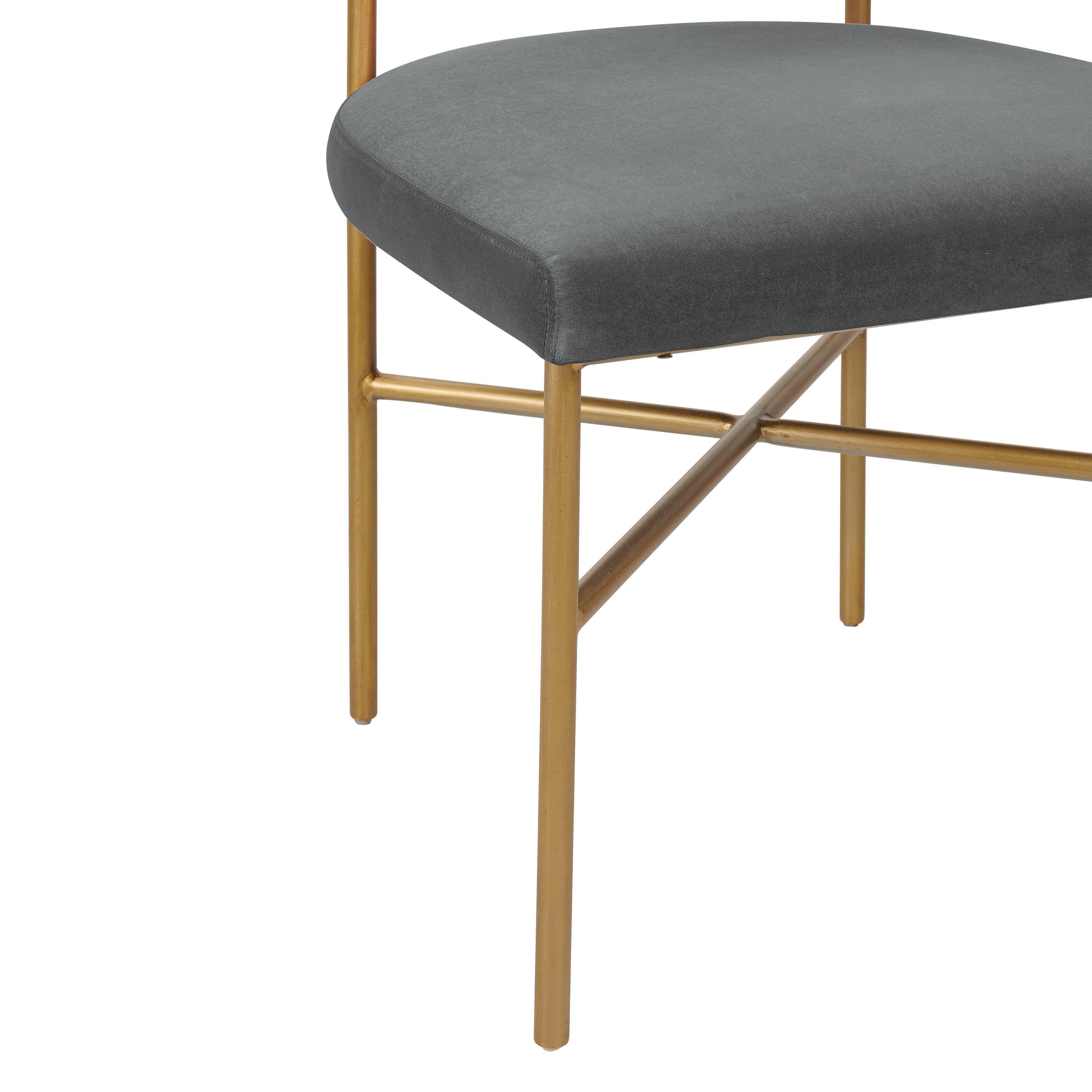 TOV Furniture Kim Kim Performance Gray Velvet Chair, Gray, large