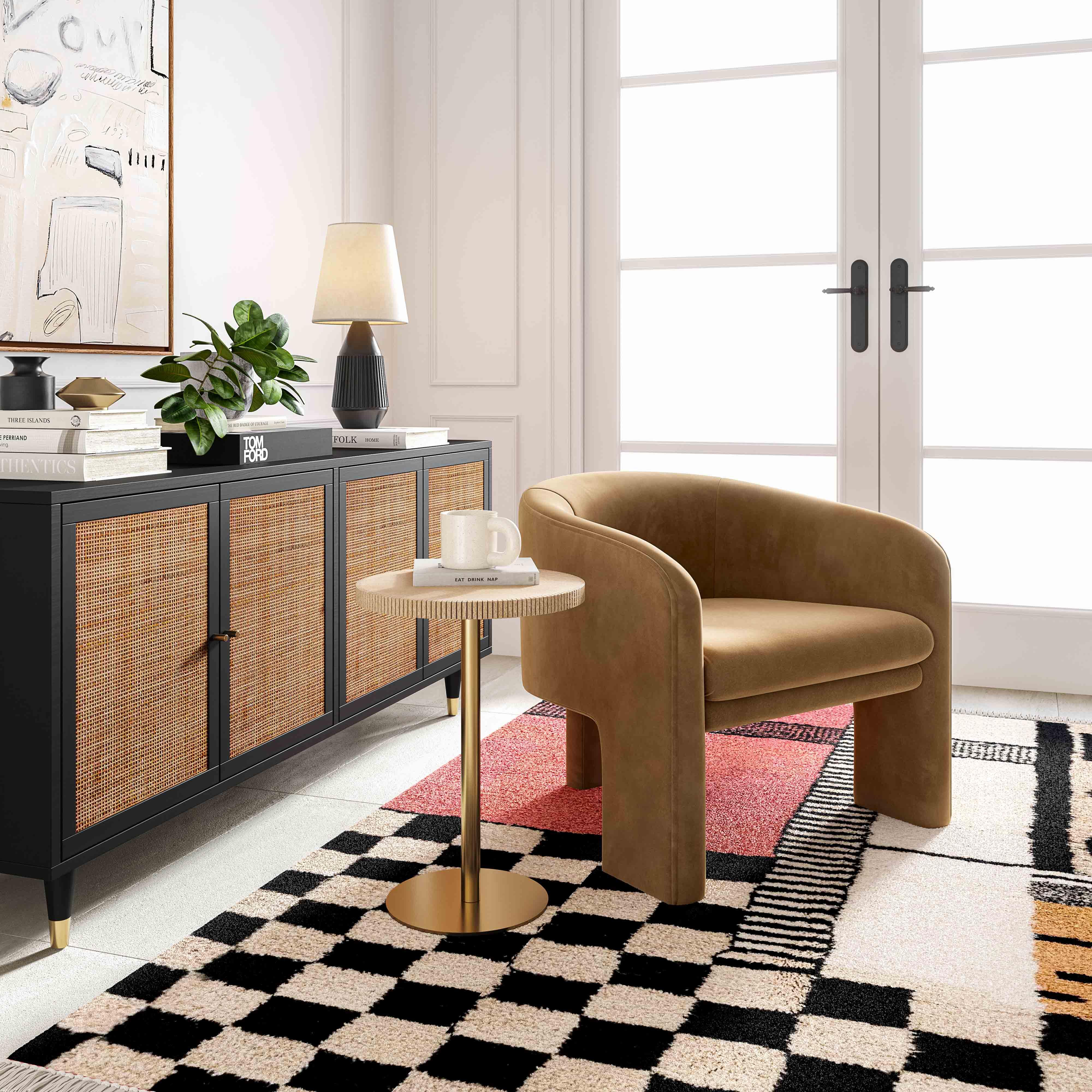 TOV Funiture Sierra Noir Sideboard, Black/Brown, large