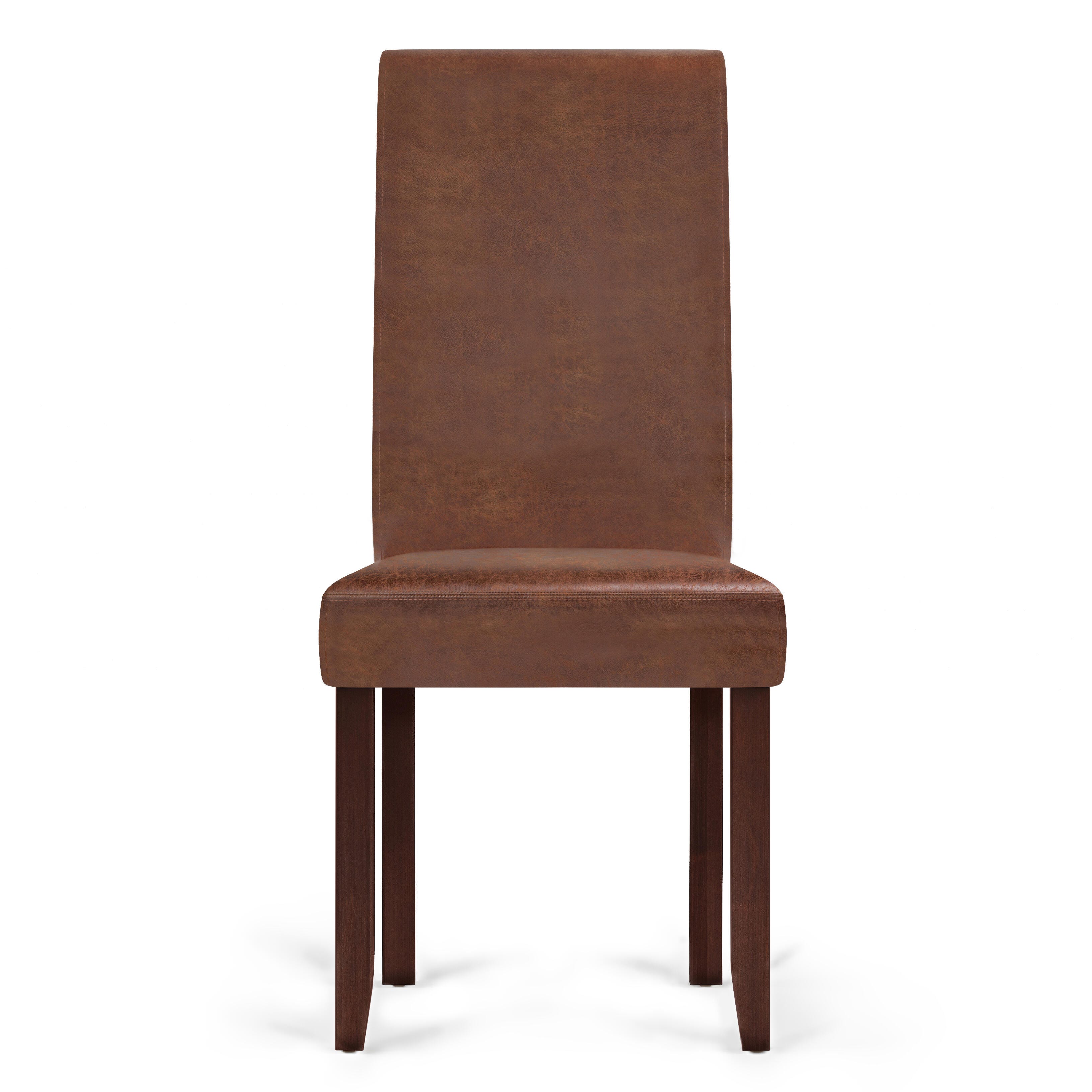 Simpli Home Acadian Parson Dining Chair (Set of 2), Distressed Saddle Brown, large