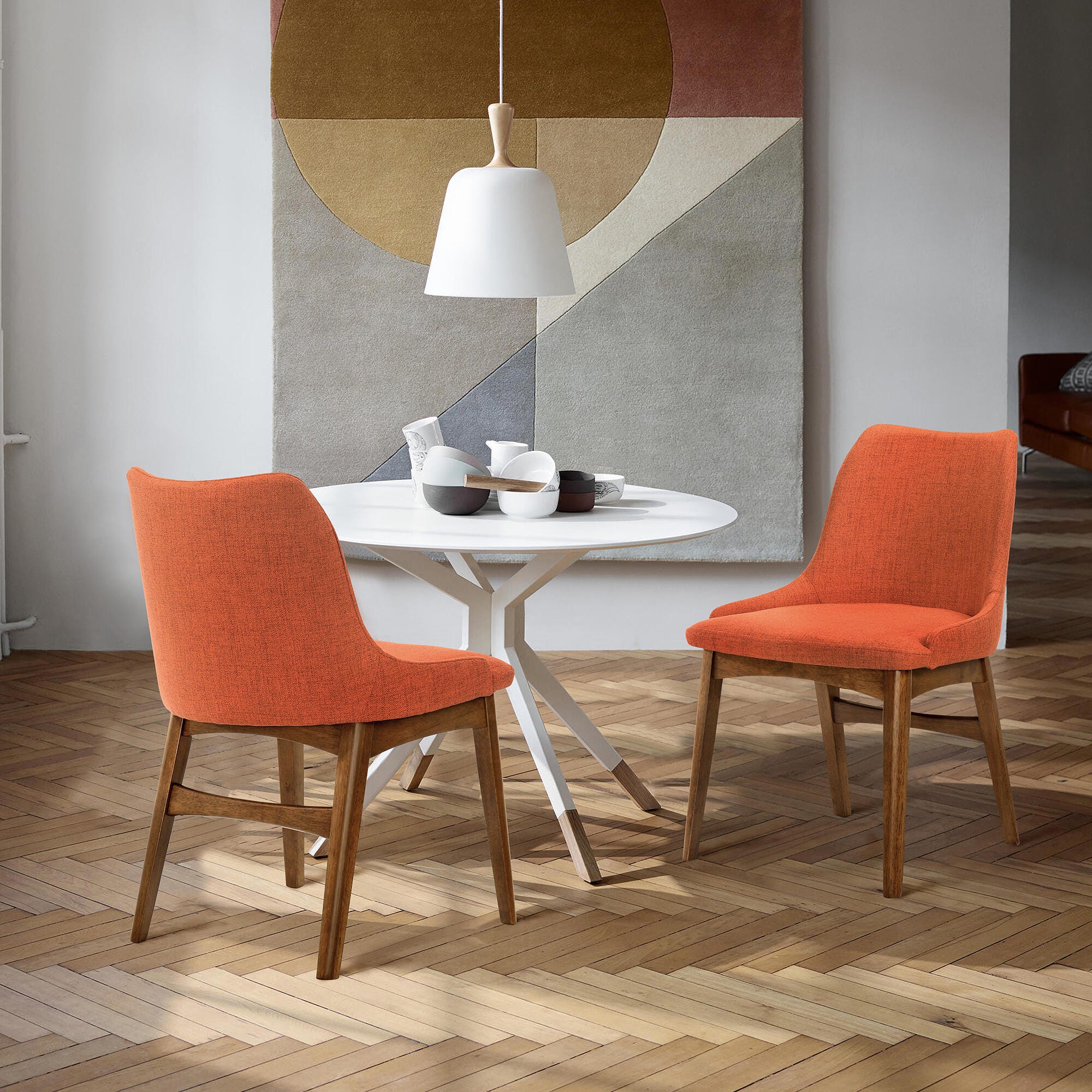 Azalea Dining Chair (Set of 2), Orange/Walnut, large