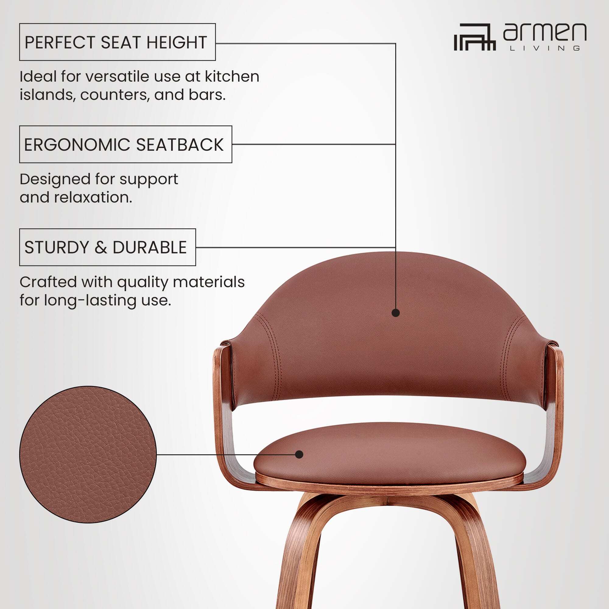 Daxton Barstool, Brown/Walnut, large