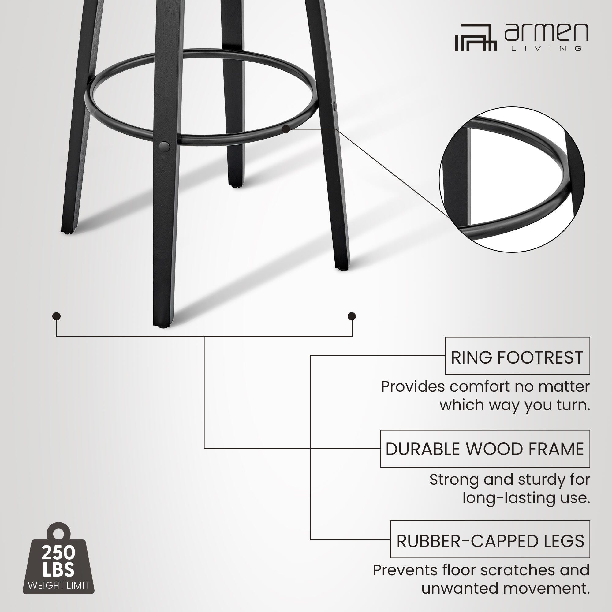 Daxton Barstool, Gray/Black, large