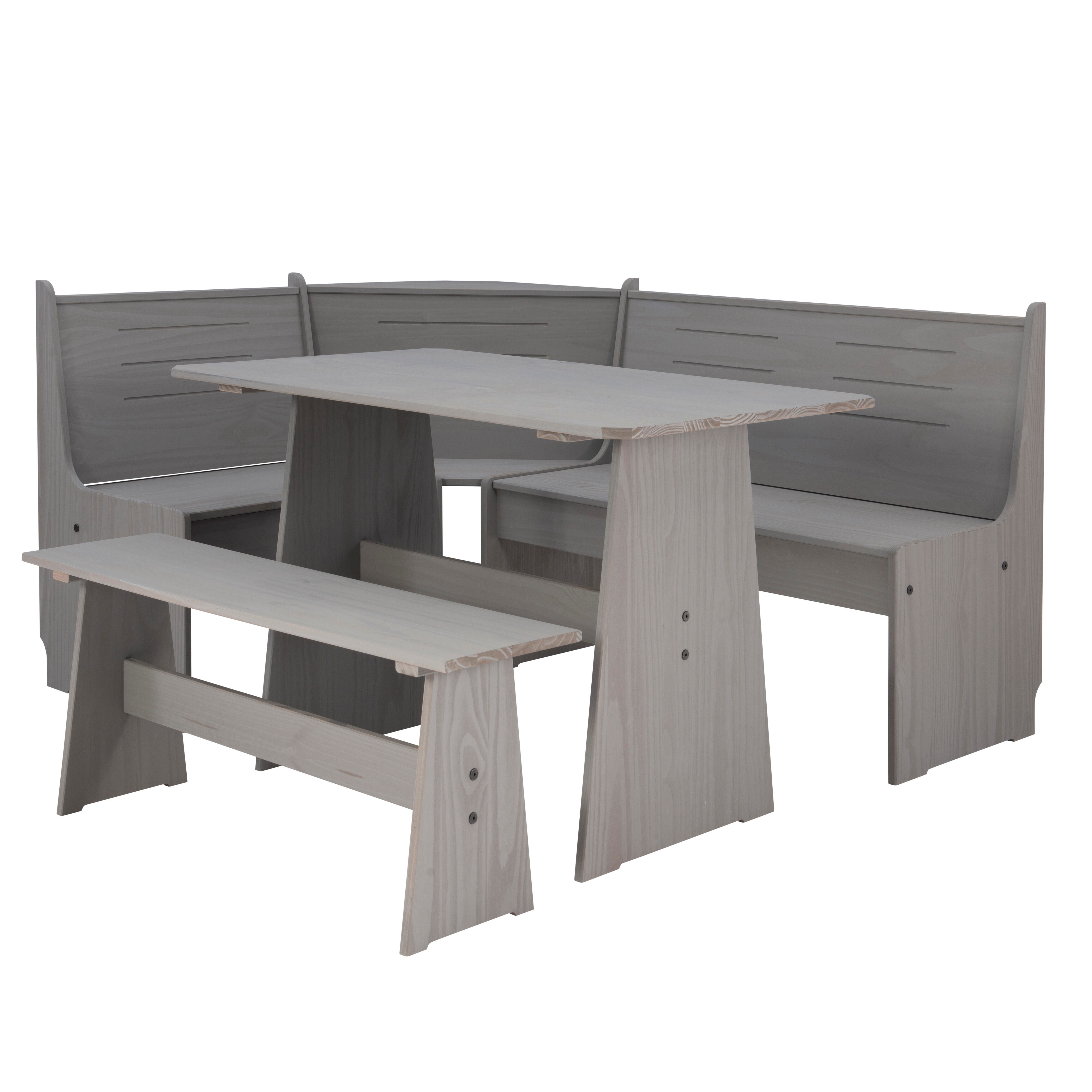 Linon Brent Corner Nook Dining Set, Gray, large